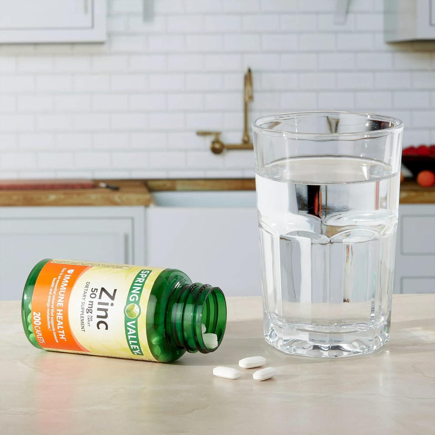 Suplemento de Zinc 50 mg Spring Valley 200 Tabletas Veganas