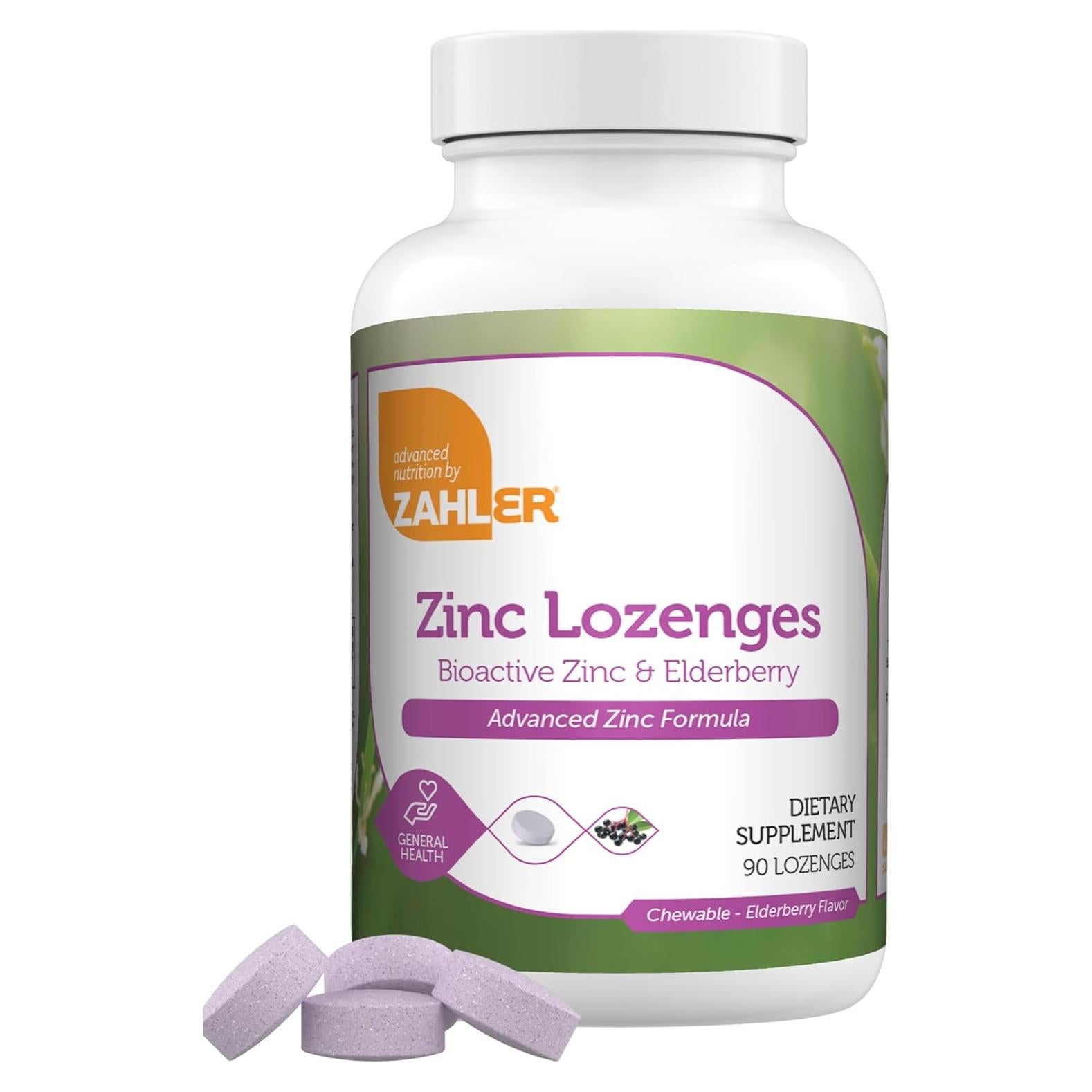 Pastillas Masticables de Zinc y Saúco Zahler 25mg - 90 Unidades