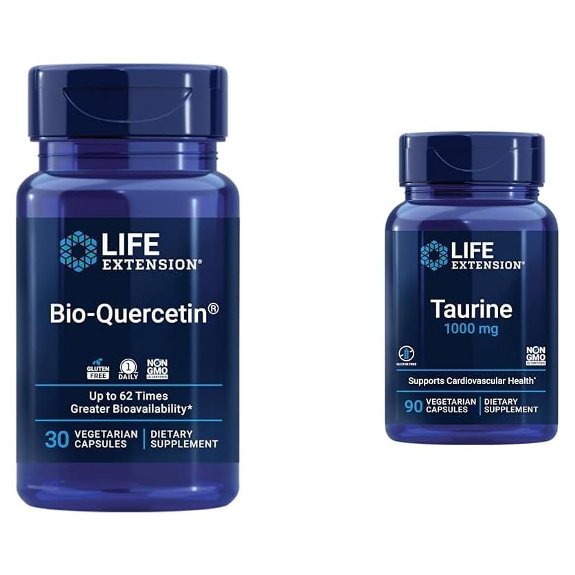Paquete de Suplementos Life Extension: Bio-Quercetina 30 Cápsulas + Taurina 1000mg 90 Cápsulas