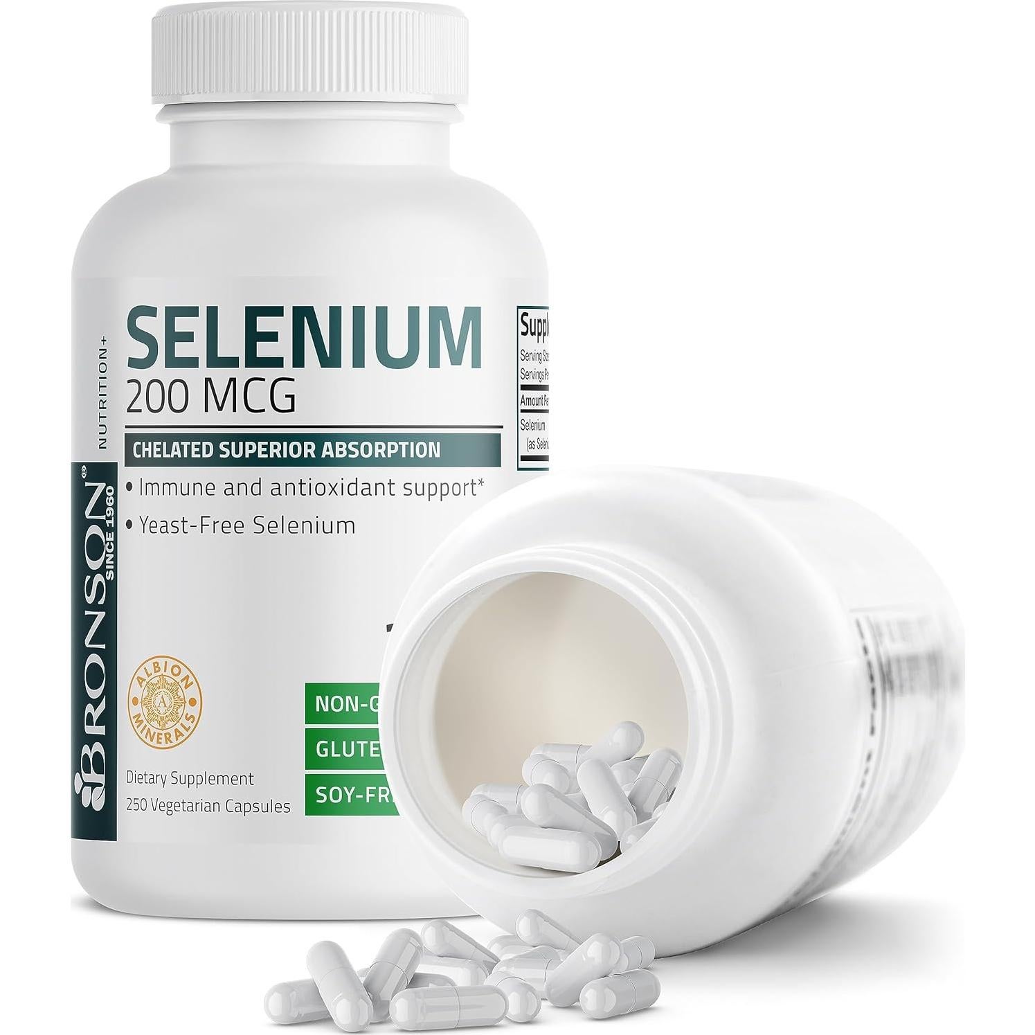 Selenio Bronson 200 mcg - 250 Cápsulas Vegetarianas Queladas