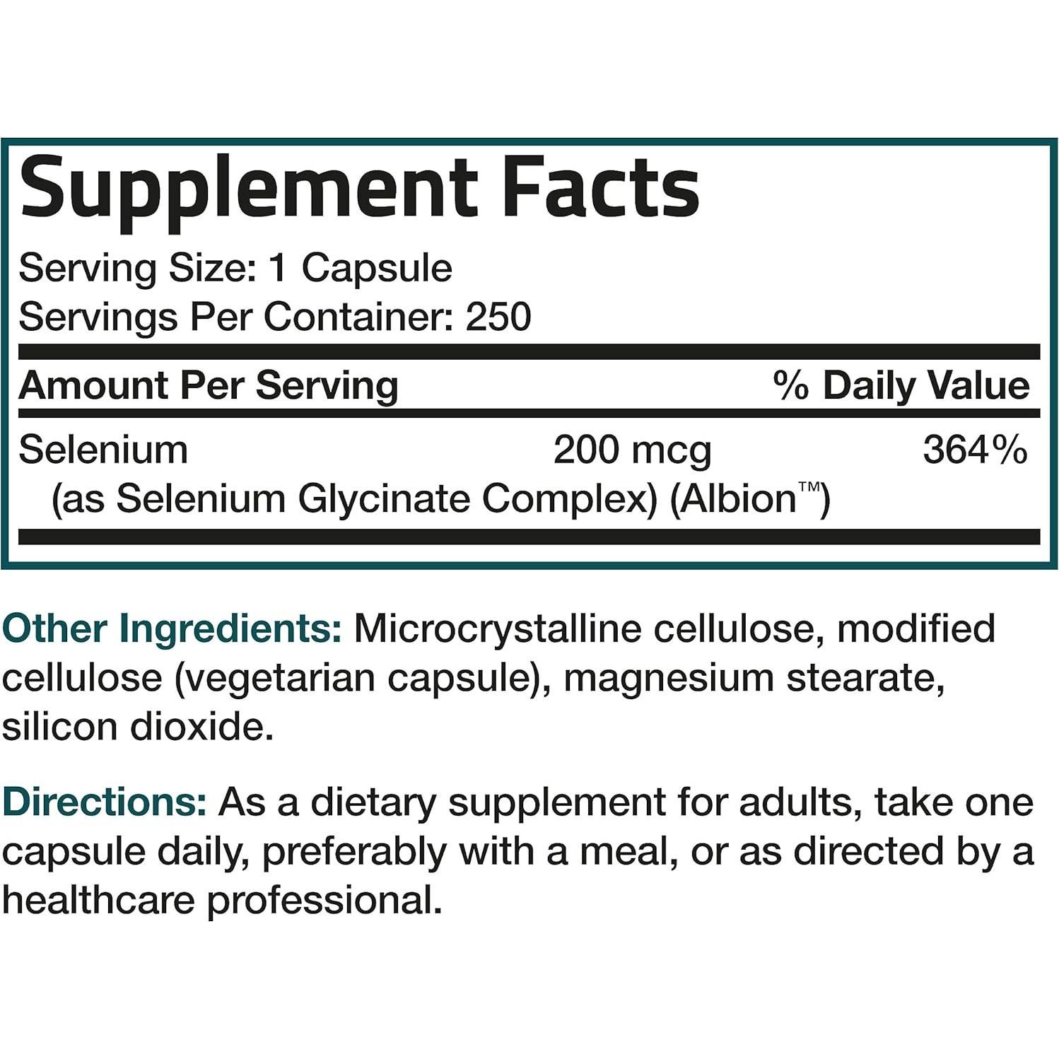 Selenio Bronson 200 mcg - 250 Cápsulas Vegetarianas Queladas