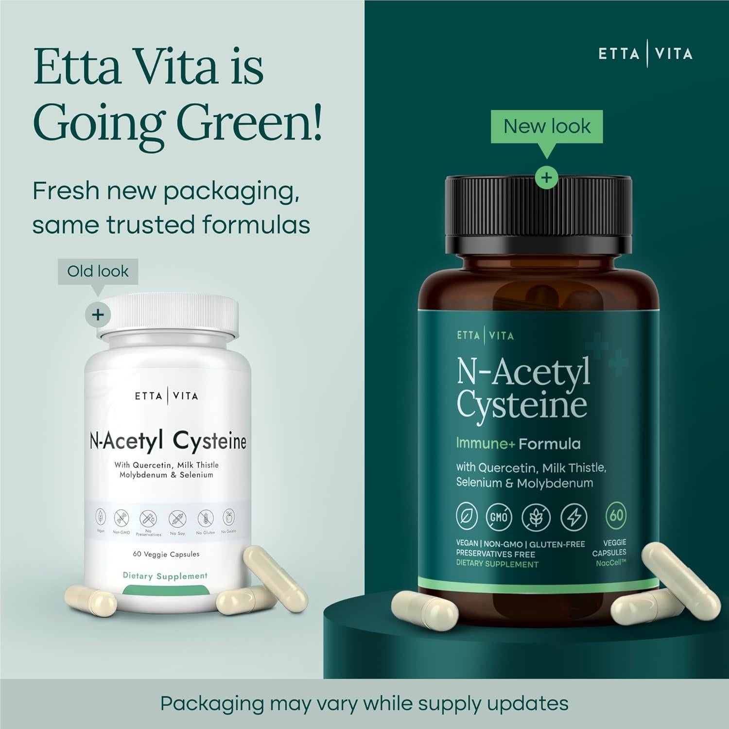 Suplemento Vegano Etta Vita NAC 600mg con Quercetina y Selenio