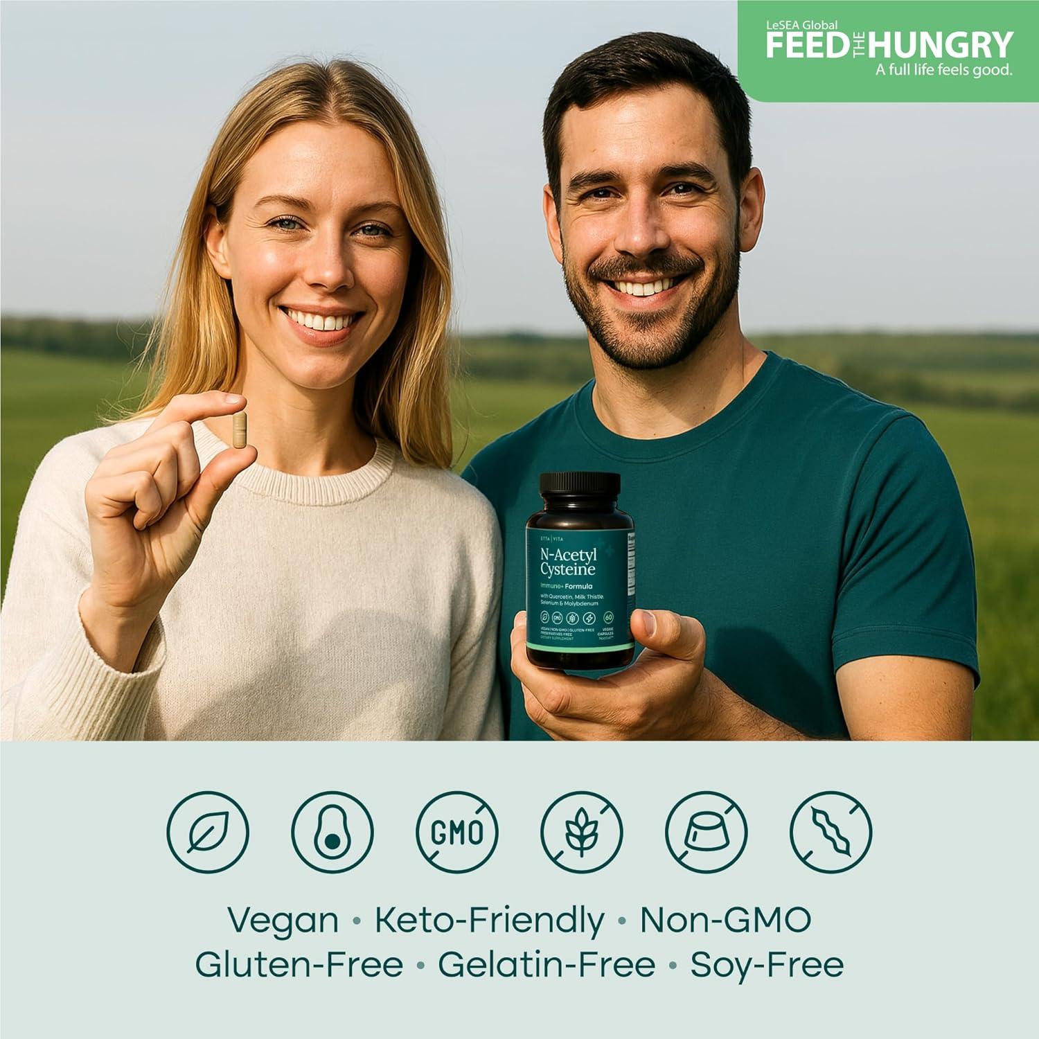 Suplemento Vegano Etta Vita NAC 600mg con Quercetina y Selenio