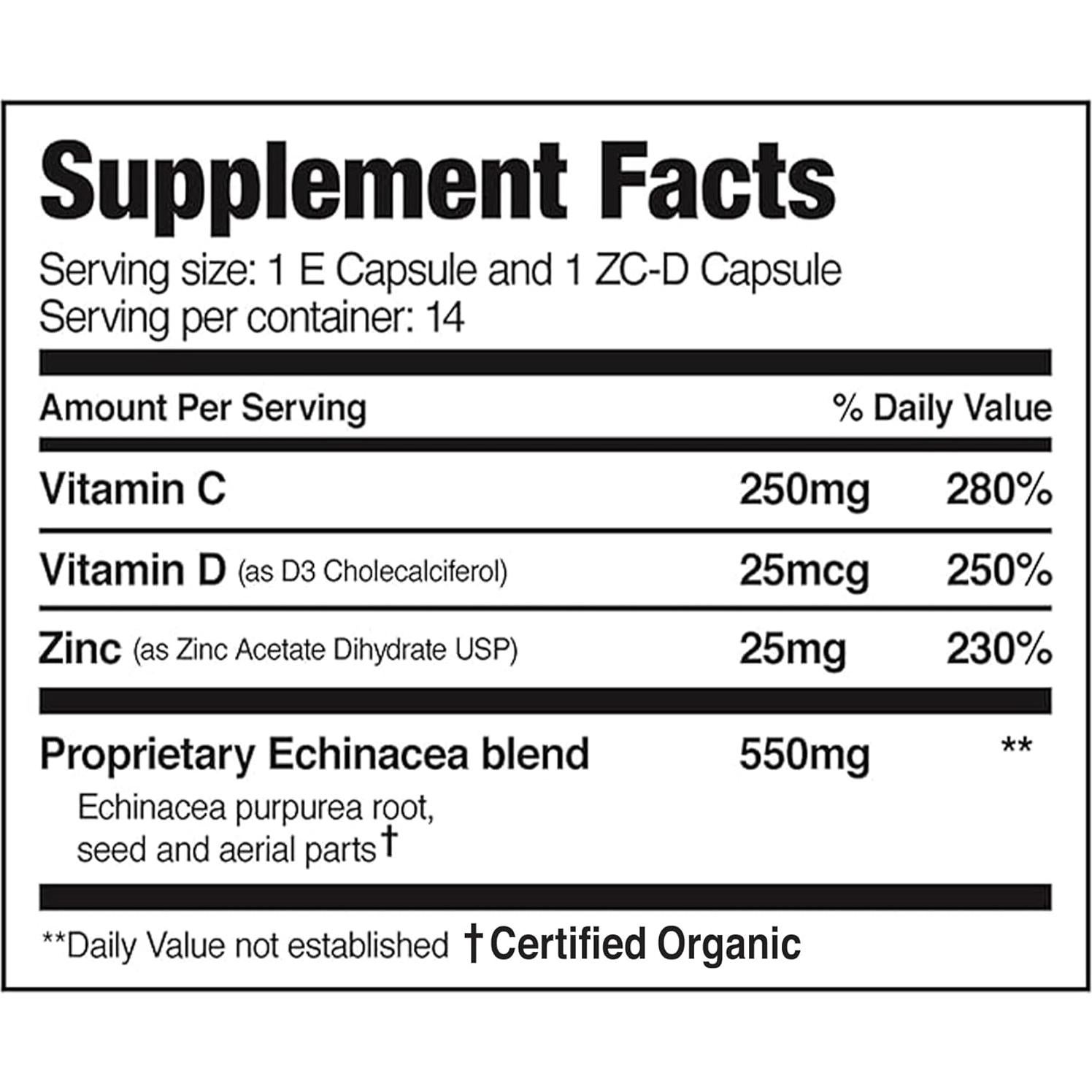 EZC Pak Suplemento Inmunológico 5 Días - Equinácea, Zinc, Vitamina C