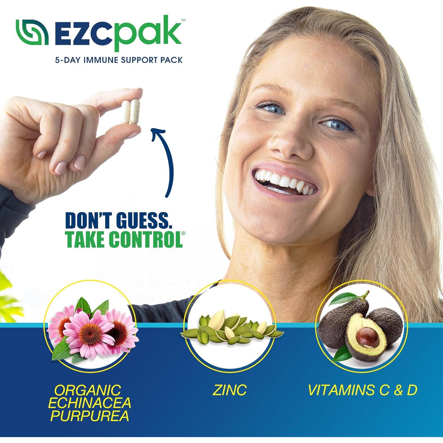 EZC Pak Suplemento Inmunológico 5 Días - Equinácea, Zinc, Vitamina C