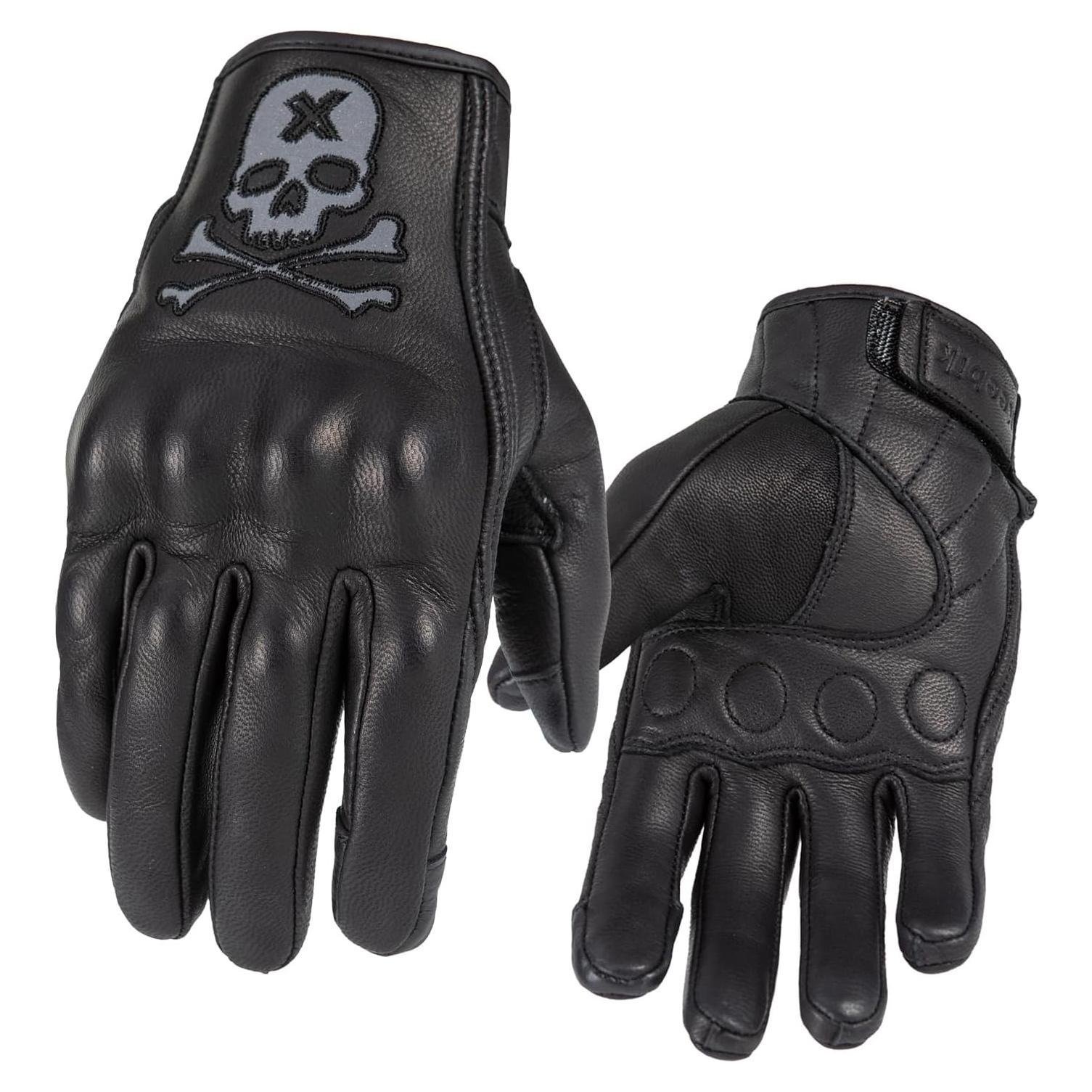 Guantes de Motocicleta Keebik KEEG de Cuero con Calavera