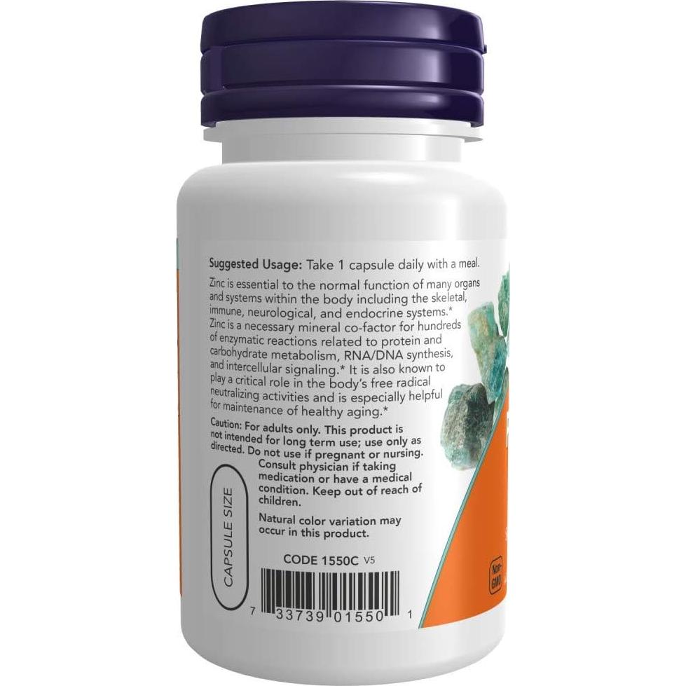 NOW Picolinato de Zinc 50mg 180 Cápsulas Veganas