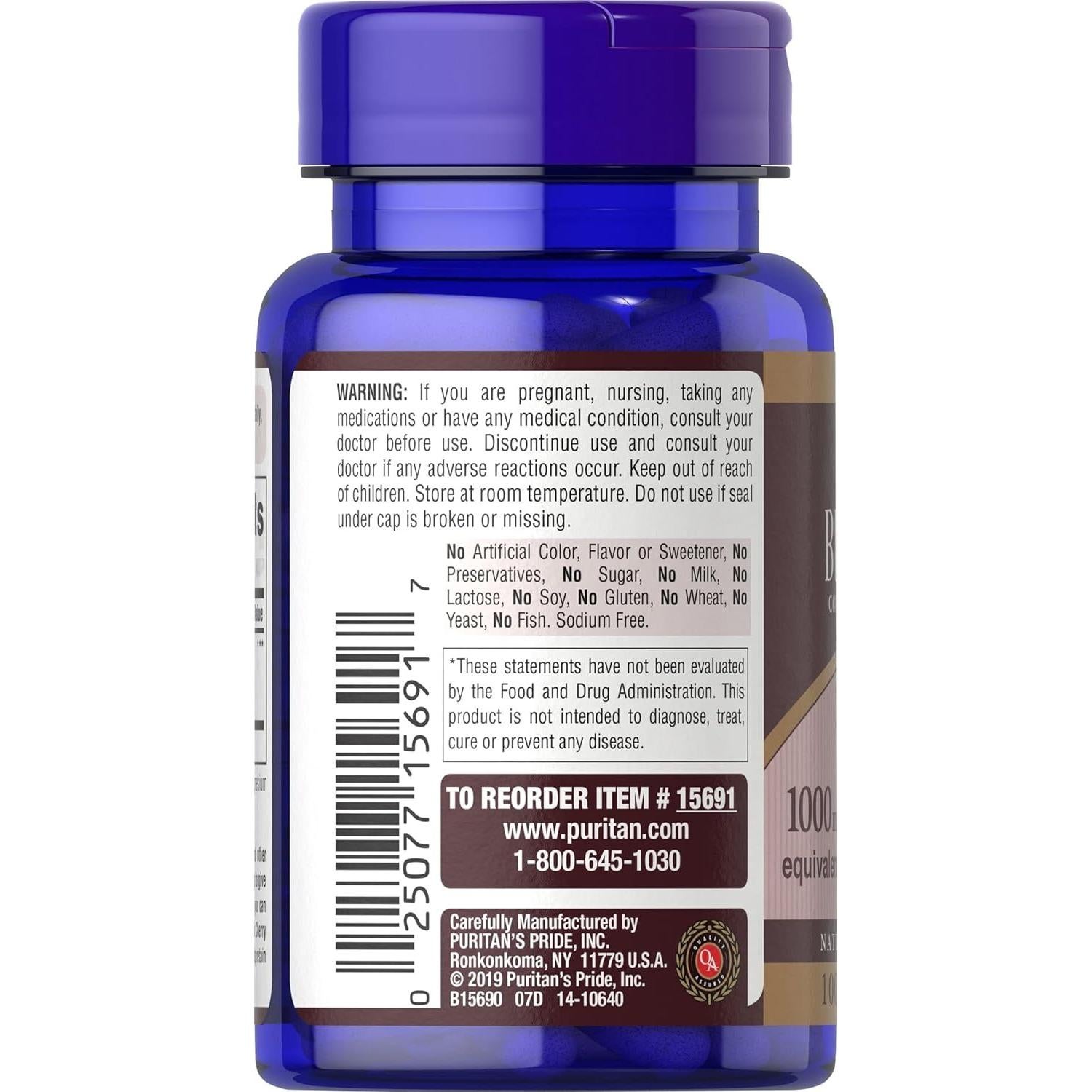 Extracto Concentrado de Cereza Negra Puritan's Pride 250 mg - 100 Cápsulas
