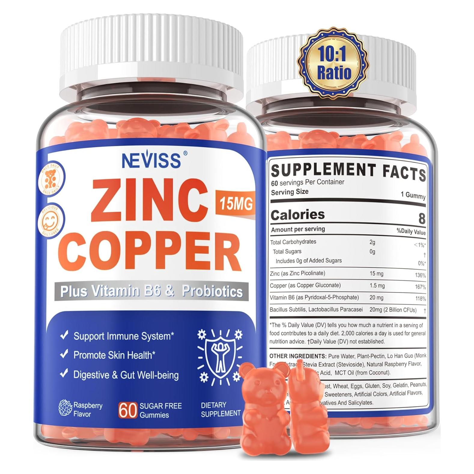 Gomitas de Zinc y Cobre Neviss 120 Unidades Veganas