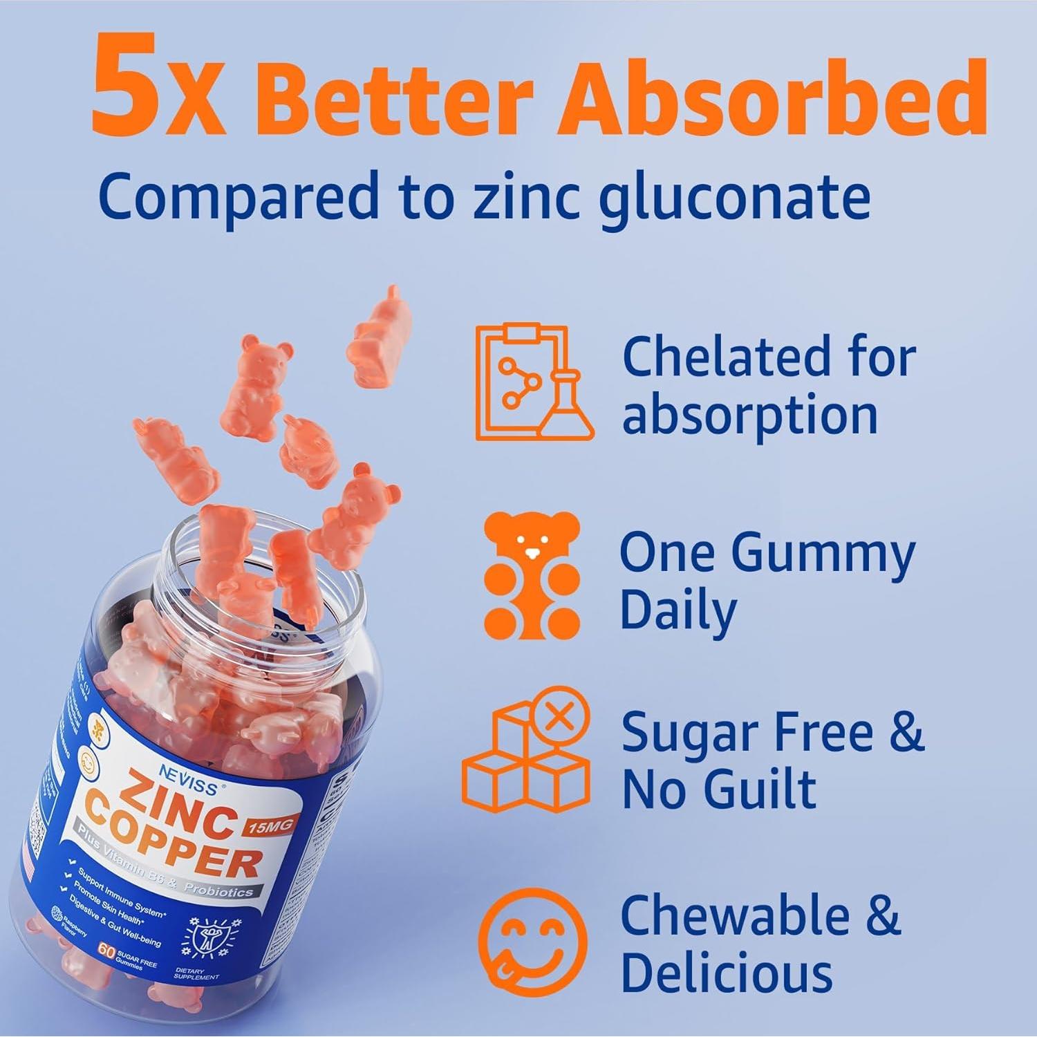 Gomitas de Zinc y Cobre Neviss 120 Unidades Veganas