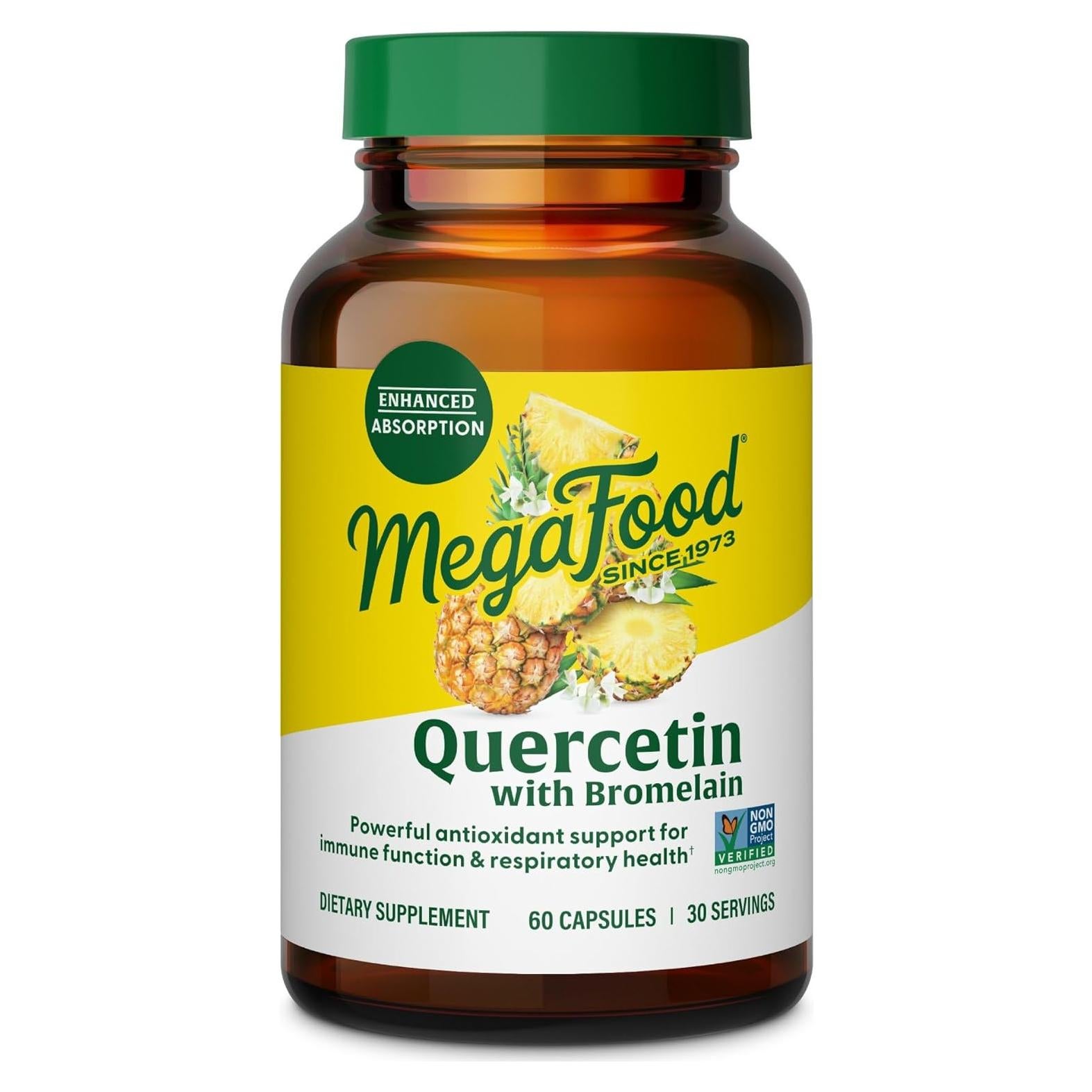 Suplemento Inmunológico MegaFood Quercetina 500mg con Bromelina - 60 Cápsulas Veganas