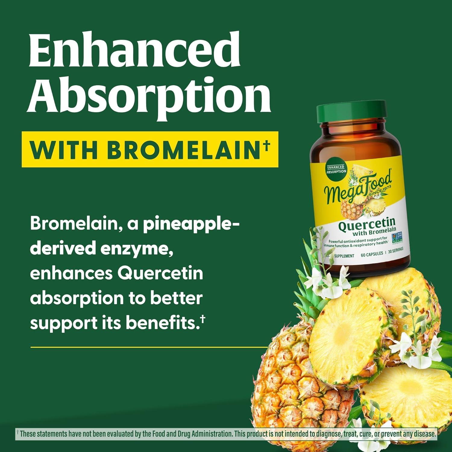 Suplemento Inmunológico MegaFood Quercetina 500mg con Bromelina - 60 Cápsulas Veganas