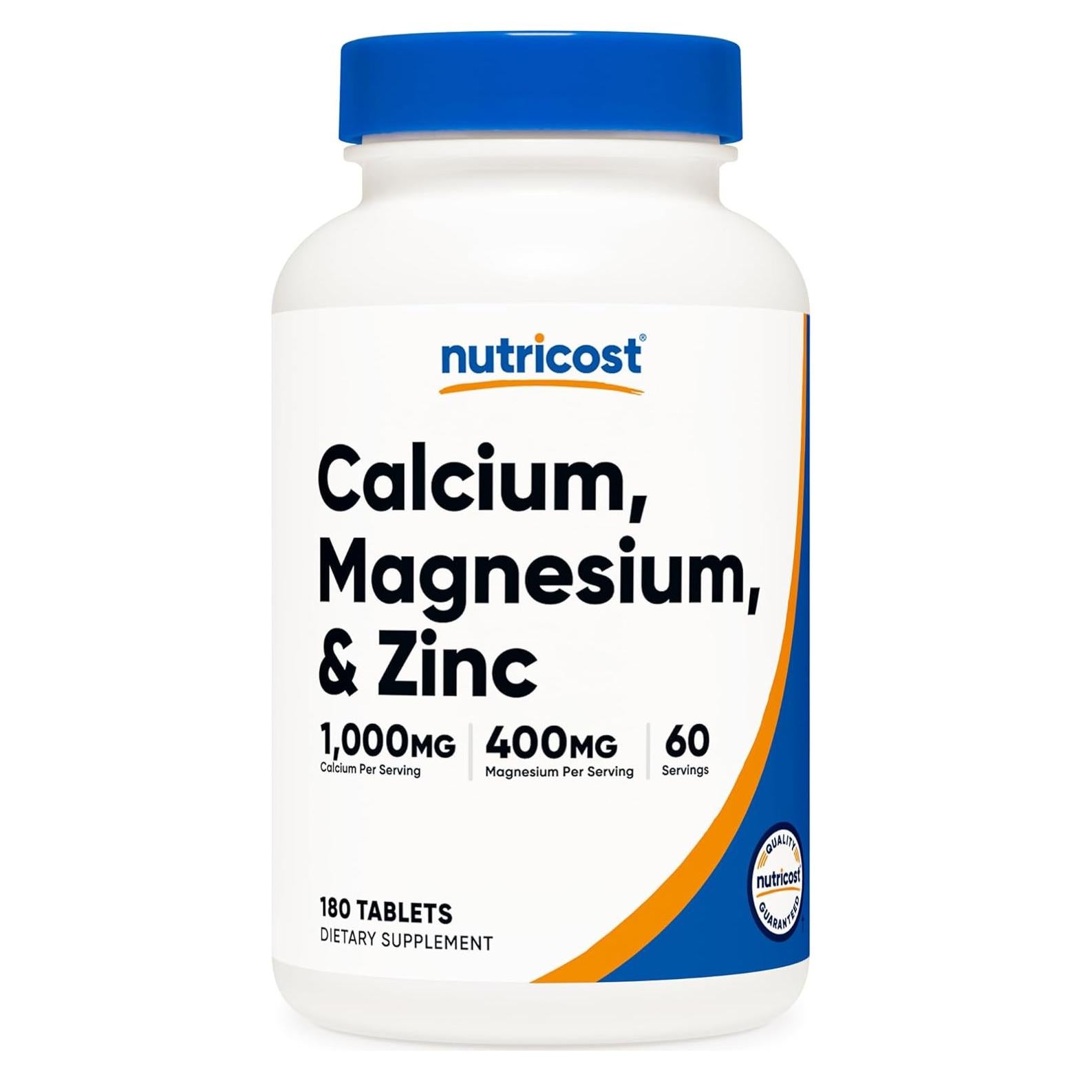 Tabletas de Calcio, Magnesio y Zinc Nutricost 180 Tabletas