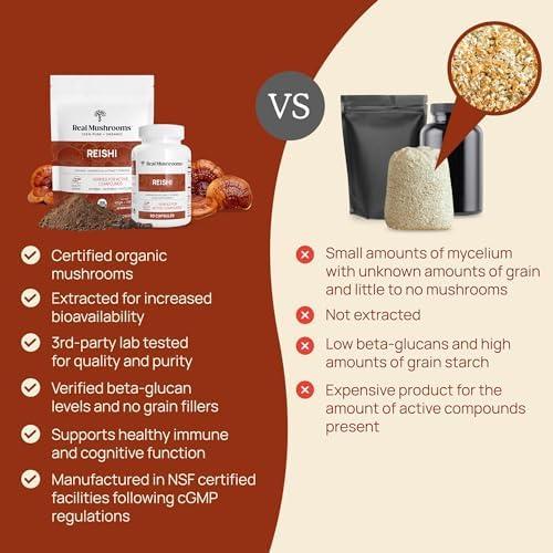 Polvo de Reishi Real Mushrooms 100g - Suplemento Orgánico Vegano