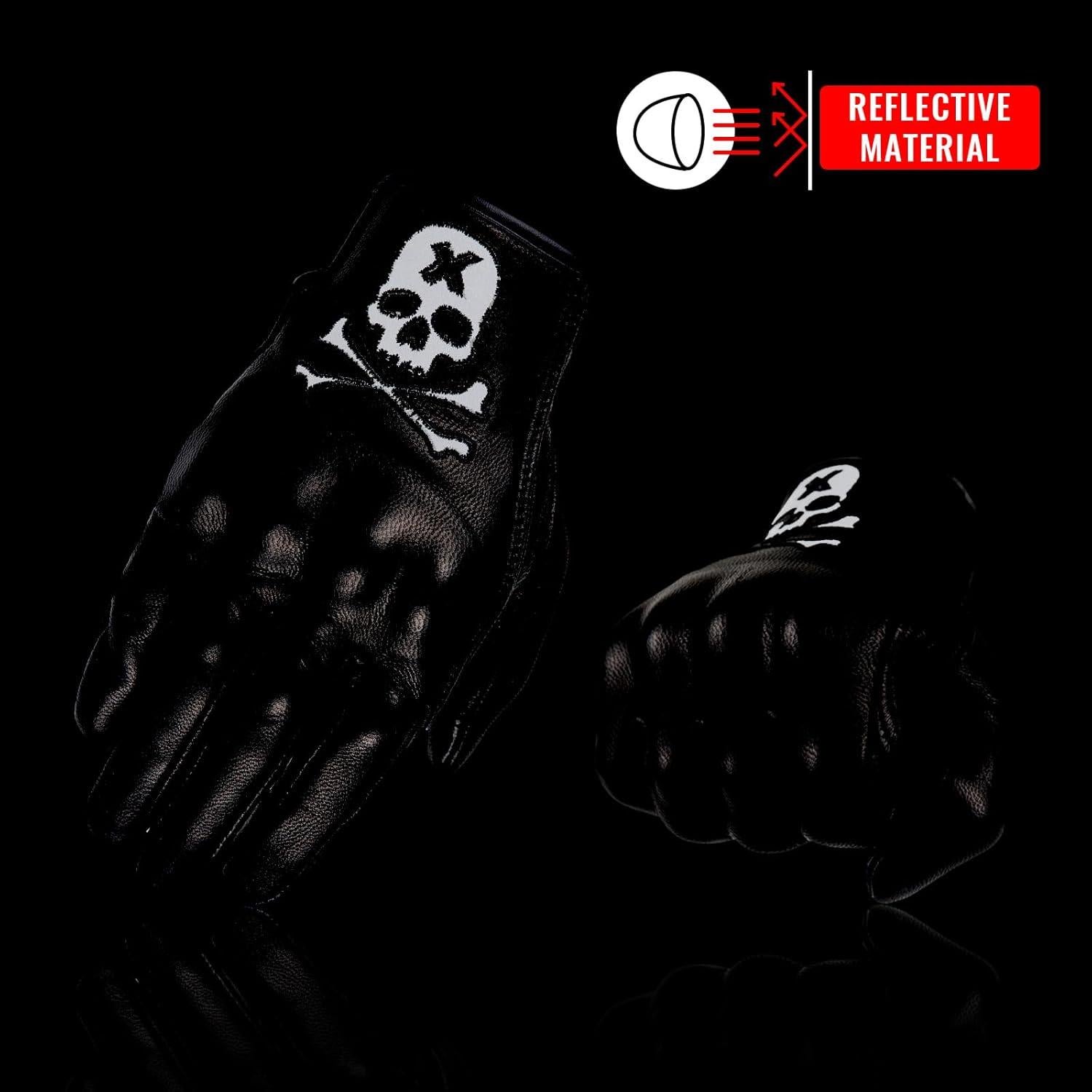 Guantes de motocicleta Keebik KEEG de cuero con calavera