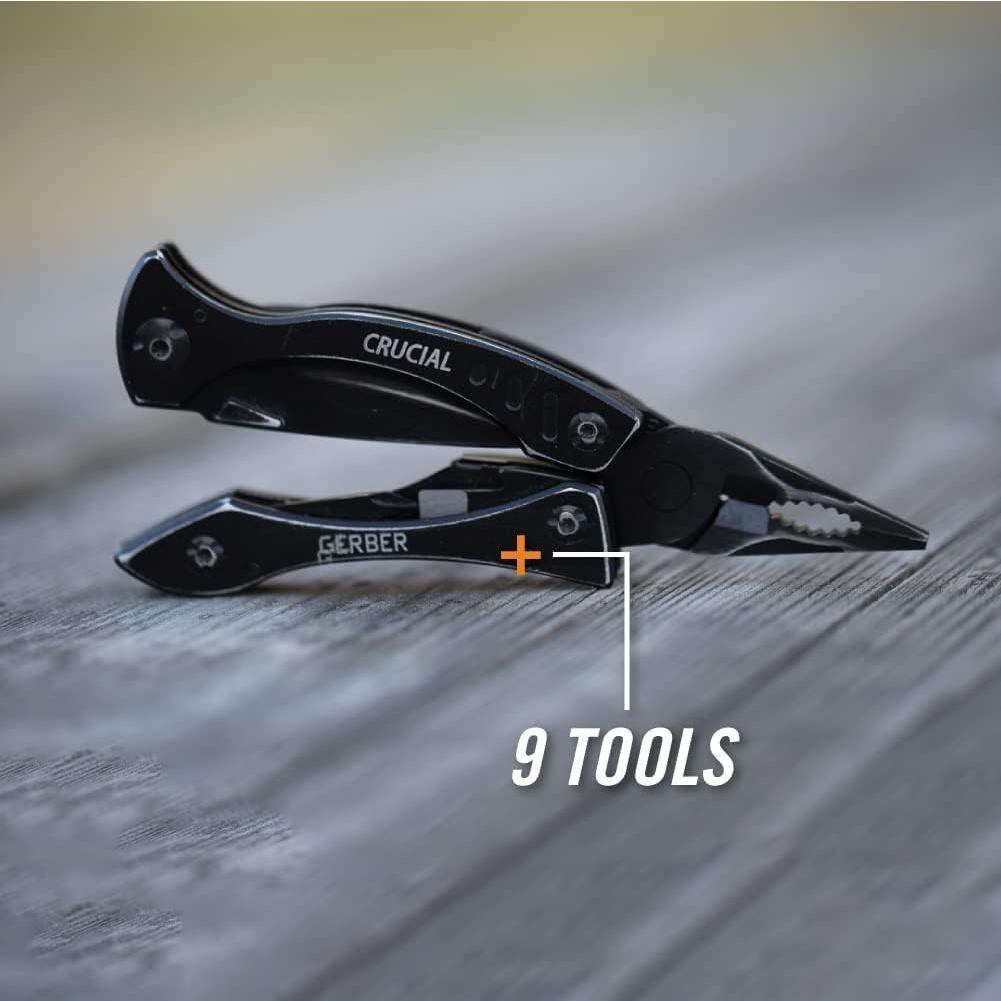 Cuchillo Multitool Gerber Gear Crucial 6 en 1 Negro