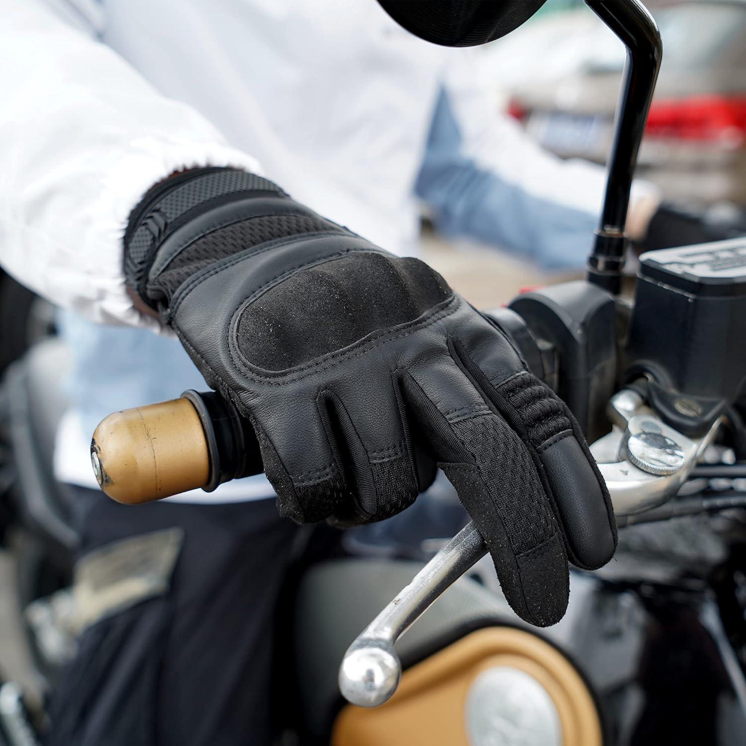 Guantes de Motocicleta AXBXCX Táctiles Negros para Hombre