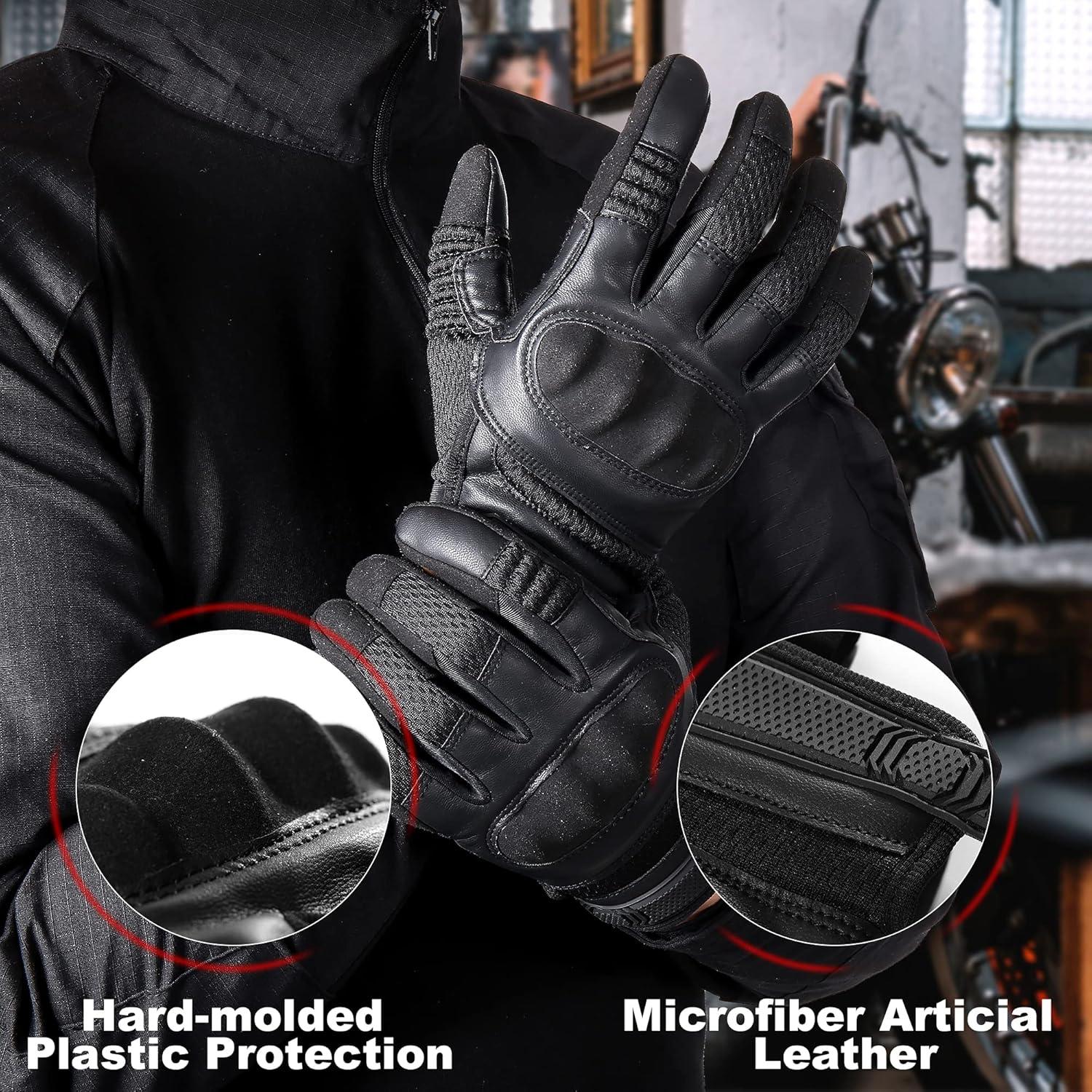 Guantes de Motocicleta AXBXCX Táctiles Negros para Hombre