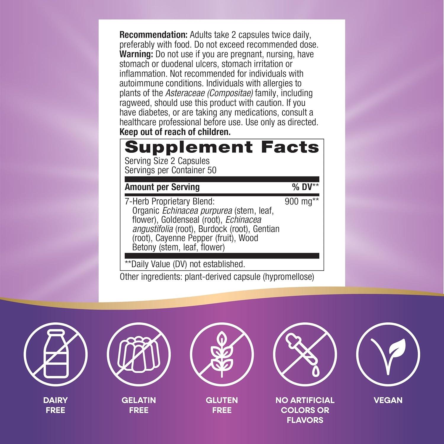 Echinacea Goldenseal Nature's Way 900 mg 100 Cápsulas Veganas