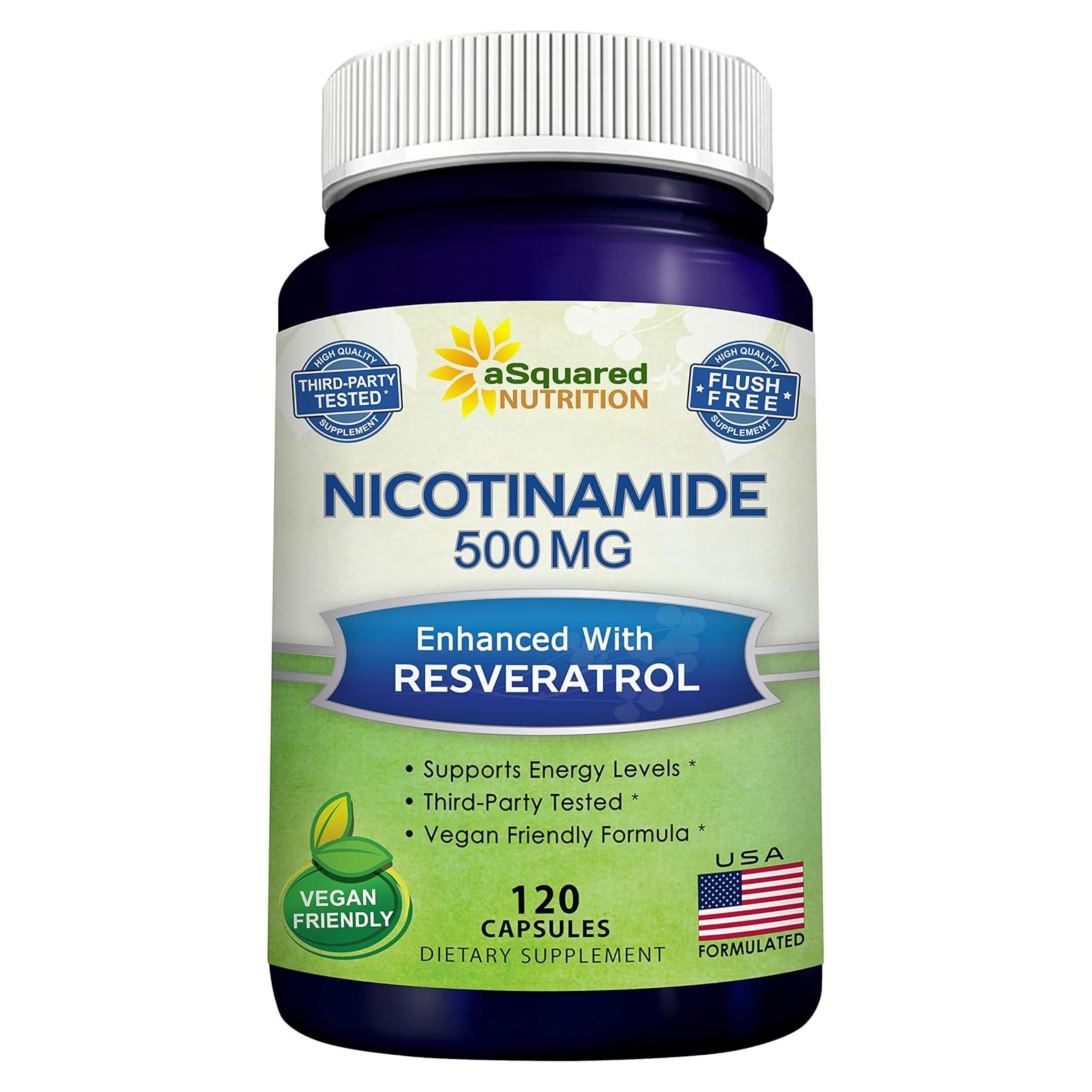 Nicotinamida 500mg con Resveratrol 100mg - 120 Cápsulas Veganas