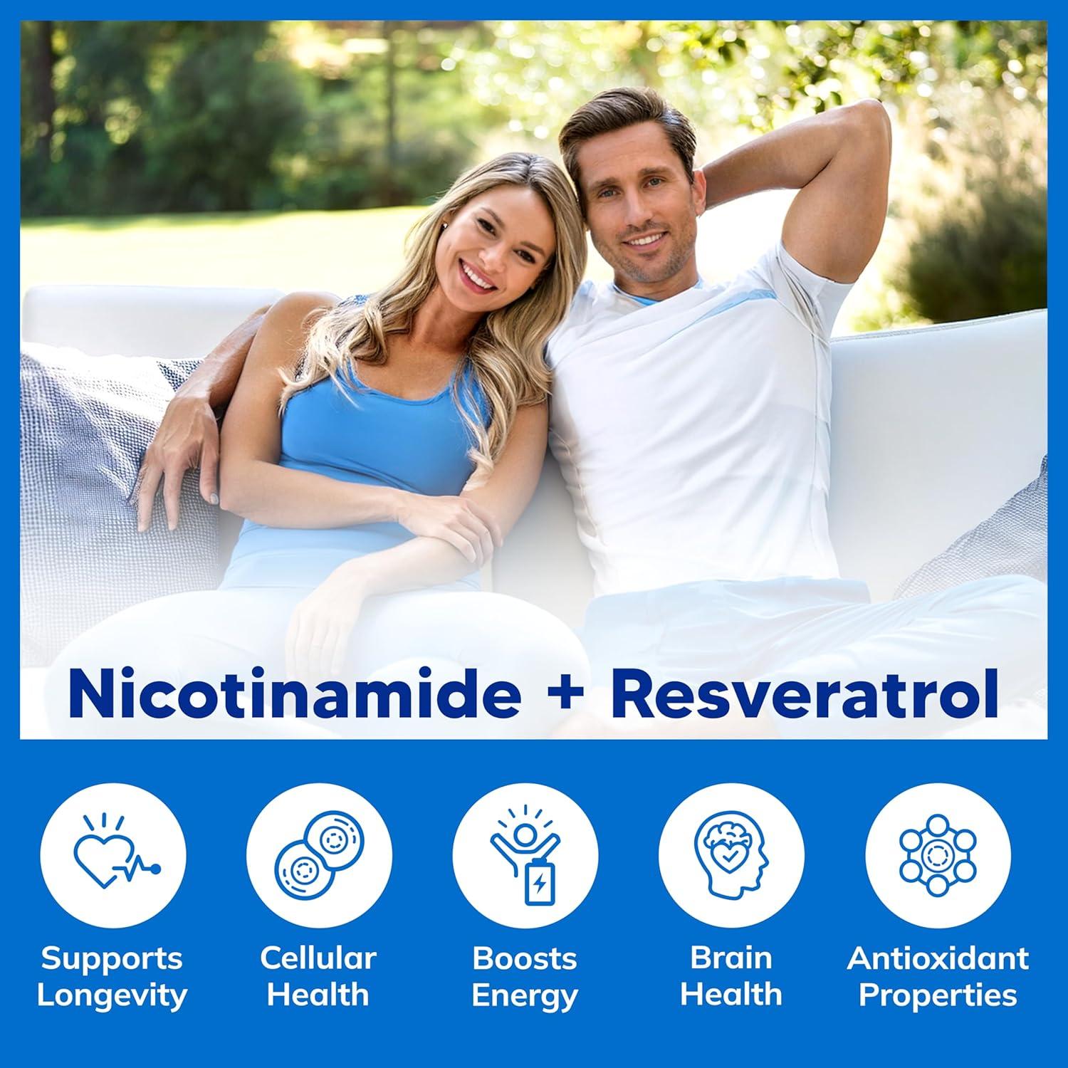 Nicotinamida 500mg con Resveratrol 100mg - 120 Cápsulas Veganas