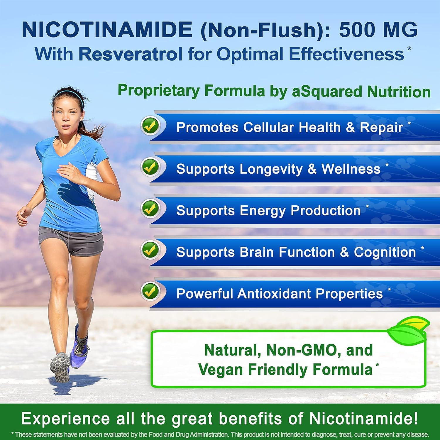 Nicotinamida 500mg con Resveratrol 100mg - 120 Cápsulas Veganas