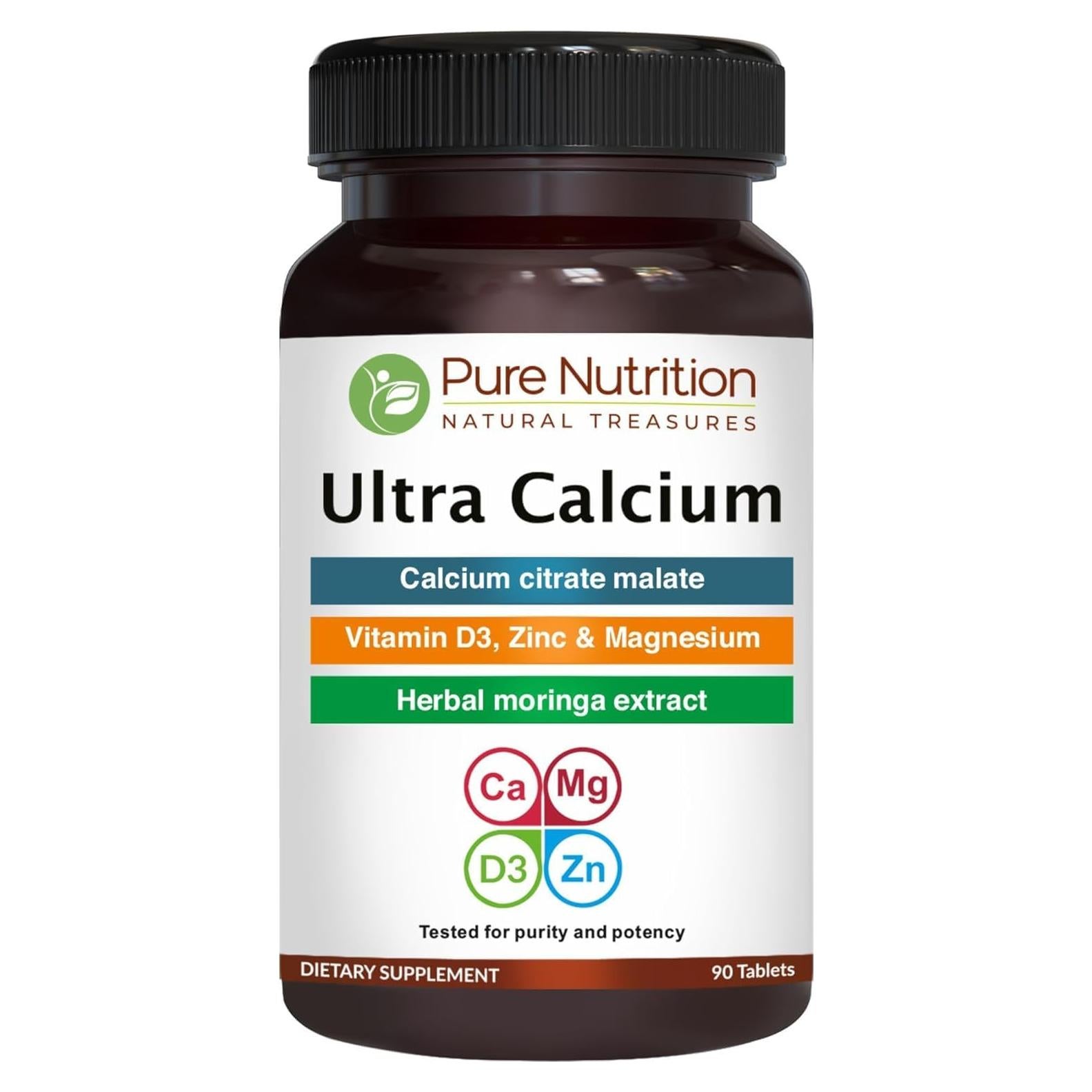 Suplemento de Calcio Ultra Nutrición Pura 1000mg 90 Tabletas