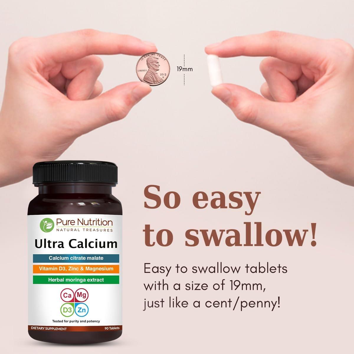 Suplemento de Calcio Ultra Nutrición Pura 1000mg 90 Tabletas