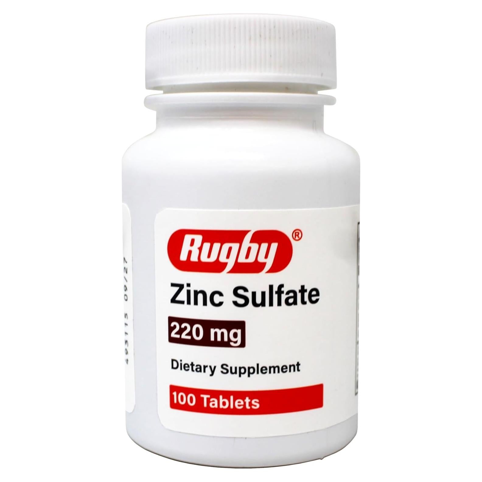 Tabletas de Sulfato de Zinc Rugby 220 mg - 100 Tabletas