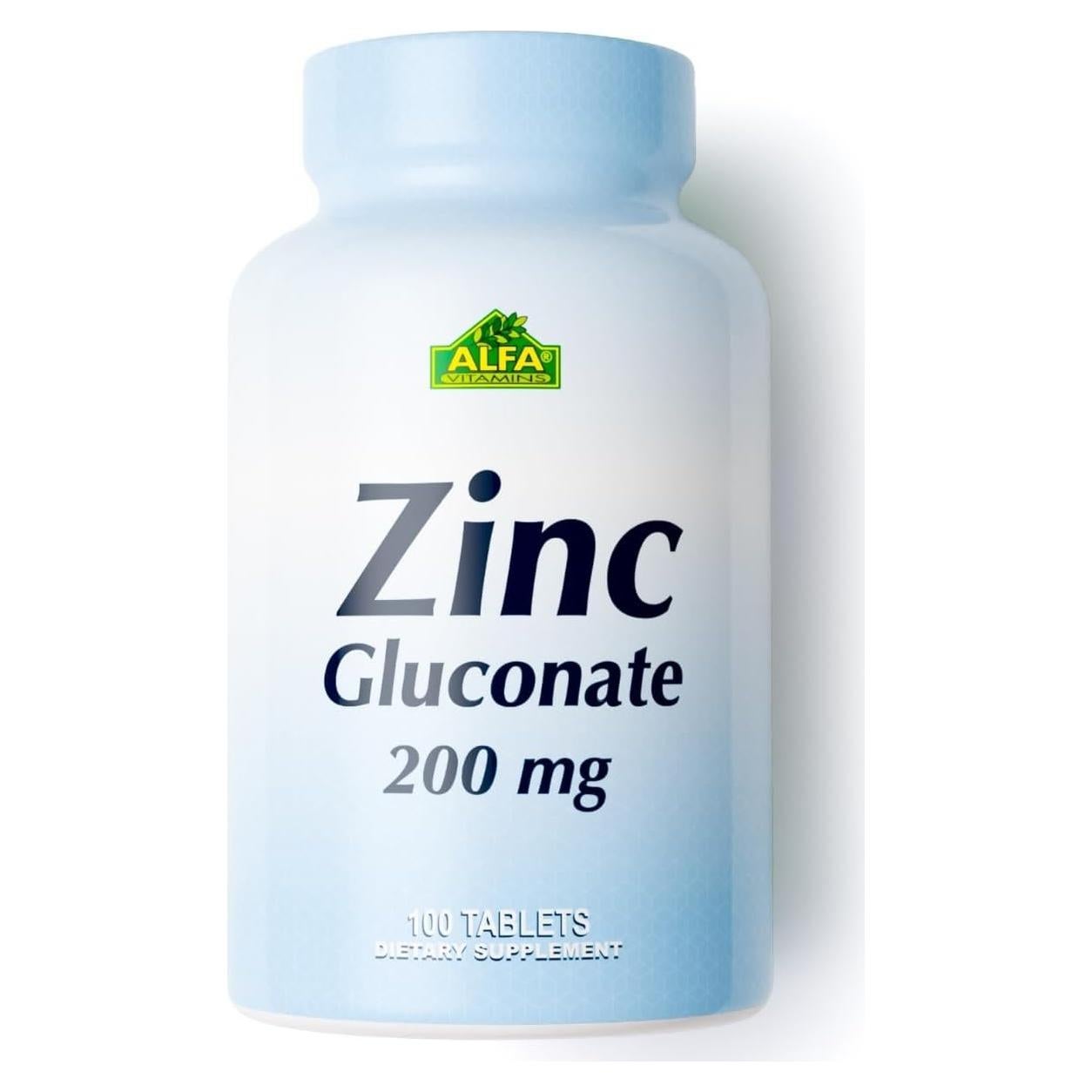 Gluconato de Zinc 200 mg Alfa Vitamins - 100 Tabletas Inmunidad