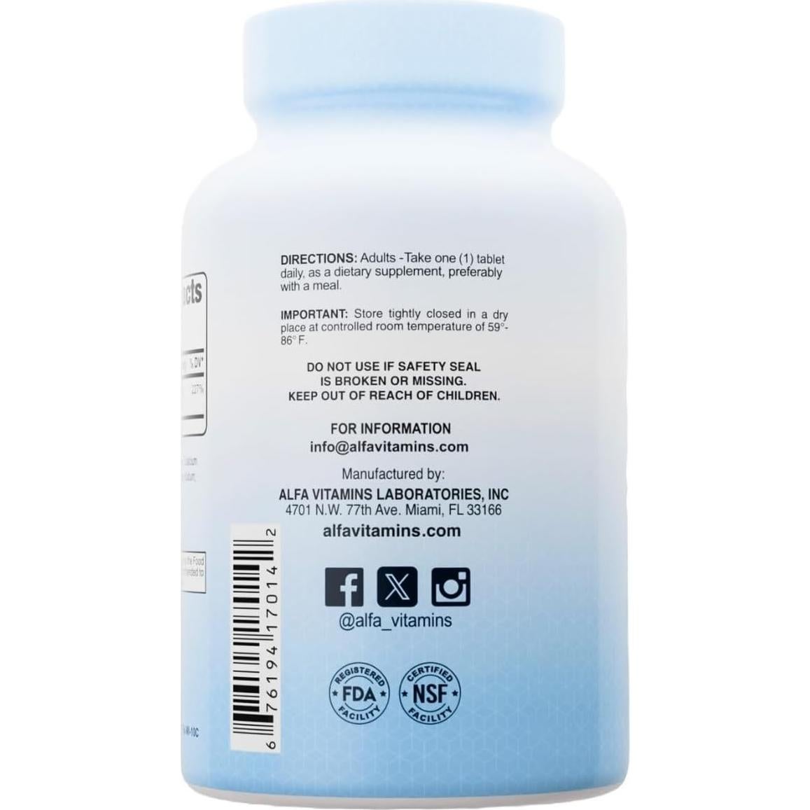 Gluconato de Zinc 200 mg Alfa Vitamins - 100 Tabletas Inmunidad