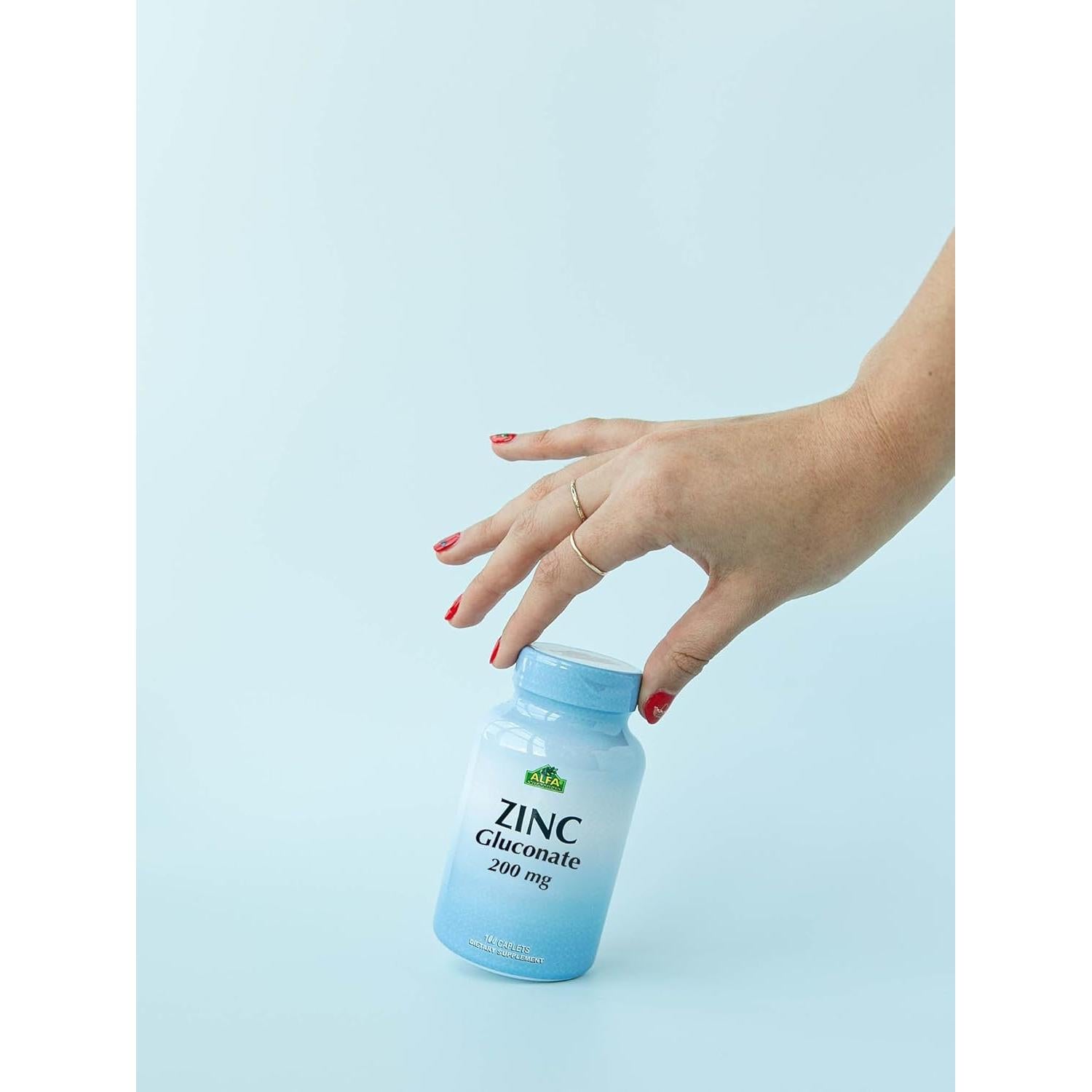 Gluconato de Zinc 200 mg Alfa Vitamins - 100 Tabletas Inmunidad