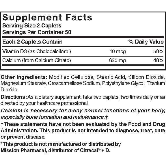 Citrato de Calcio con D3 100 Cápsulas - Natural