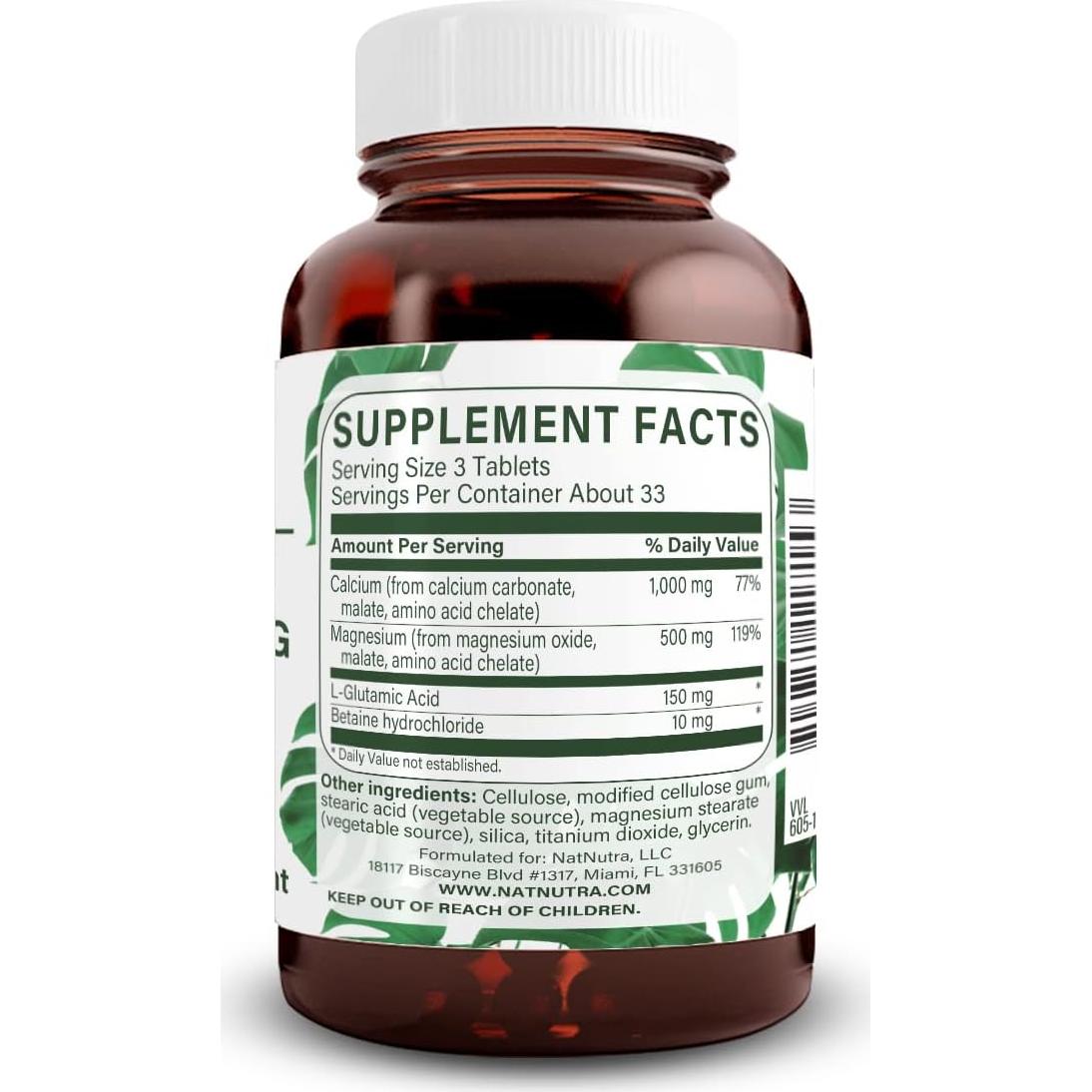 Suplemento Natural Nutra Cal Mag Quelado 1000/500 mg - 100 Tabletas Veganas