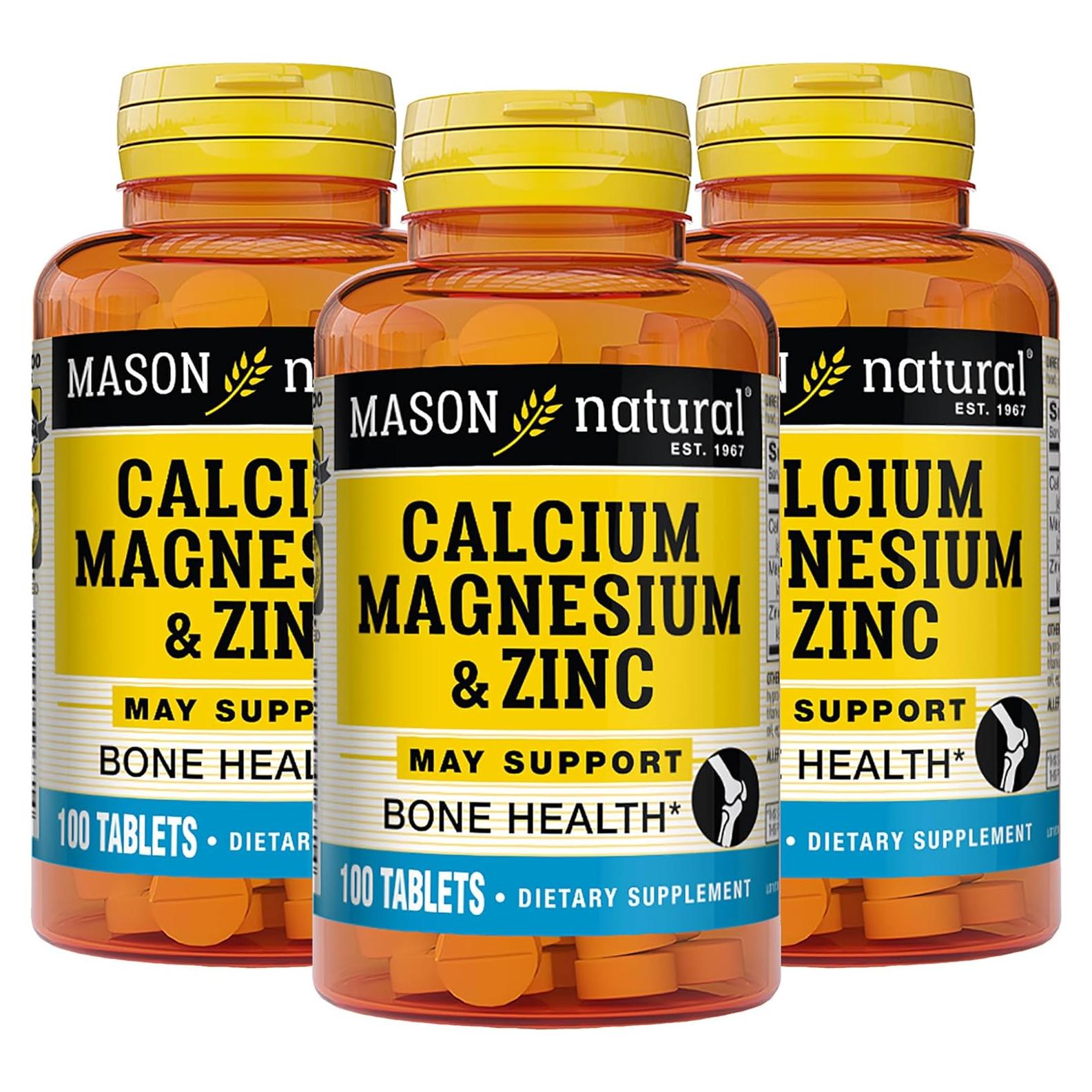 Suplemento Calcio Magnesio Zinc Mason Natural 300 Tabletas