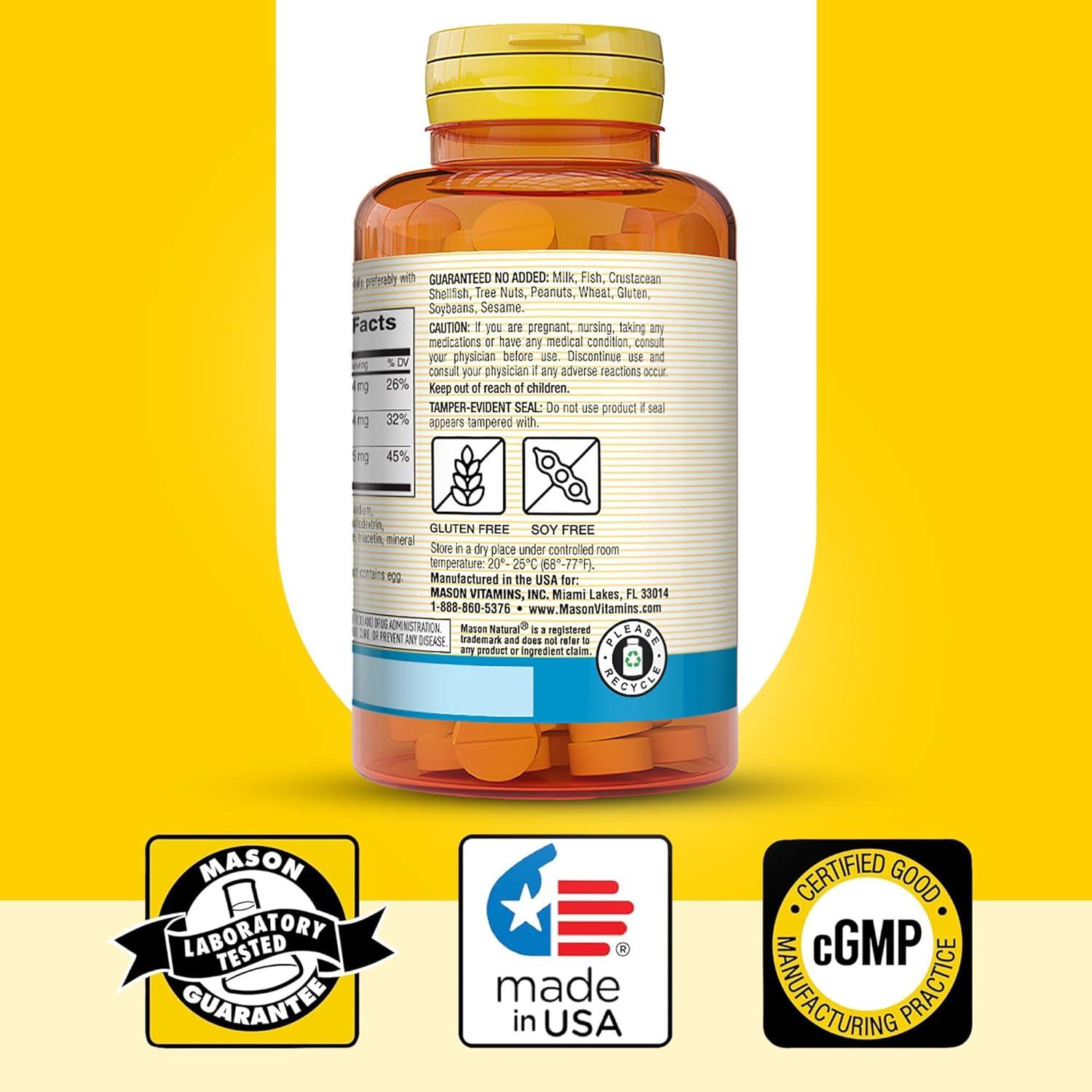 Suplemento Calcio Magnesio Zinc Mason Natural 300 Tabletas