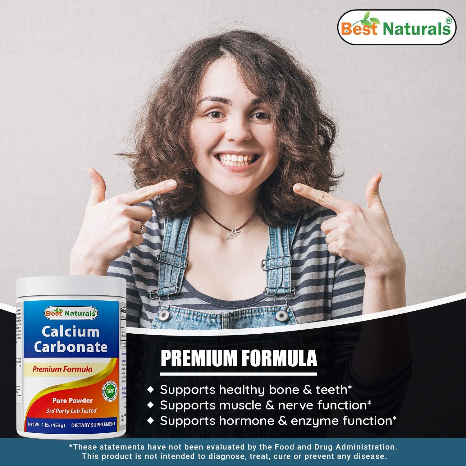 Polvo de Carbonato de Calcio Grado Alimenticio Mejor Naturales 454 g