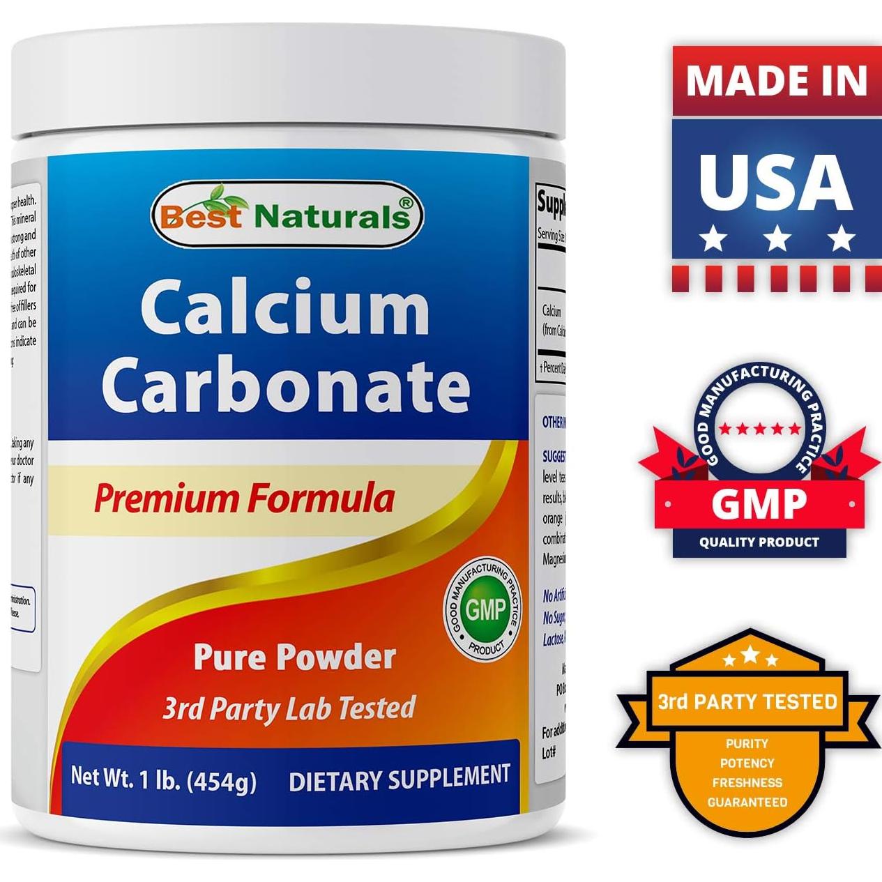 Polvo de Carbonato de Calcio Grado Alimenticio Mejor Naturales 454 g