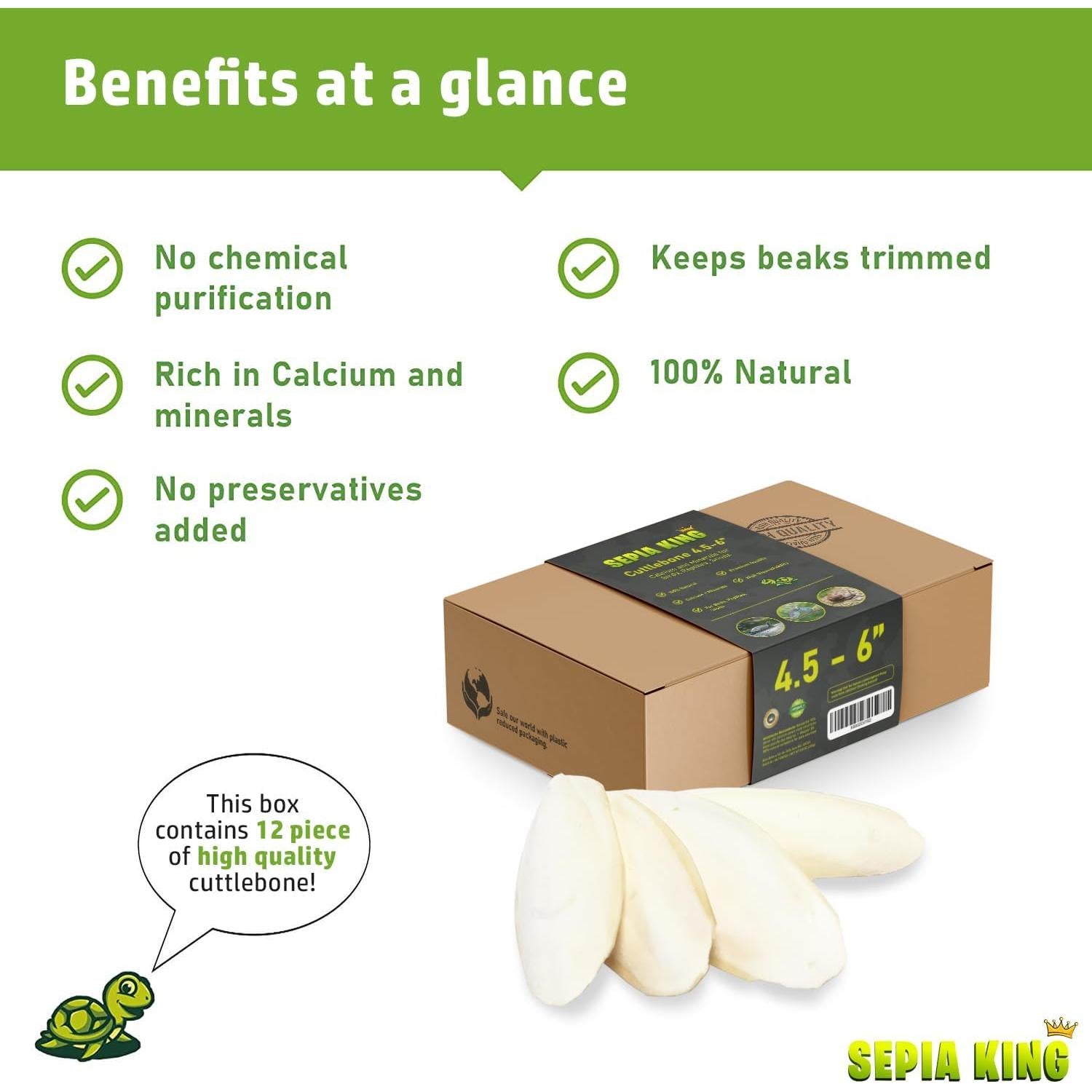 Cáscara de Sepia 100% Natural Sepia King - Paquete de 12