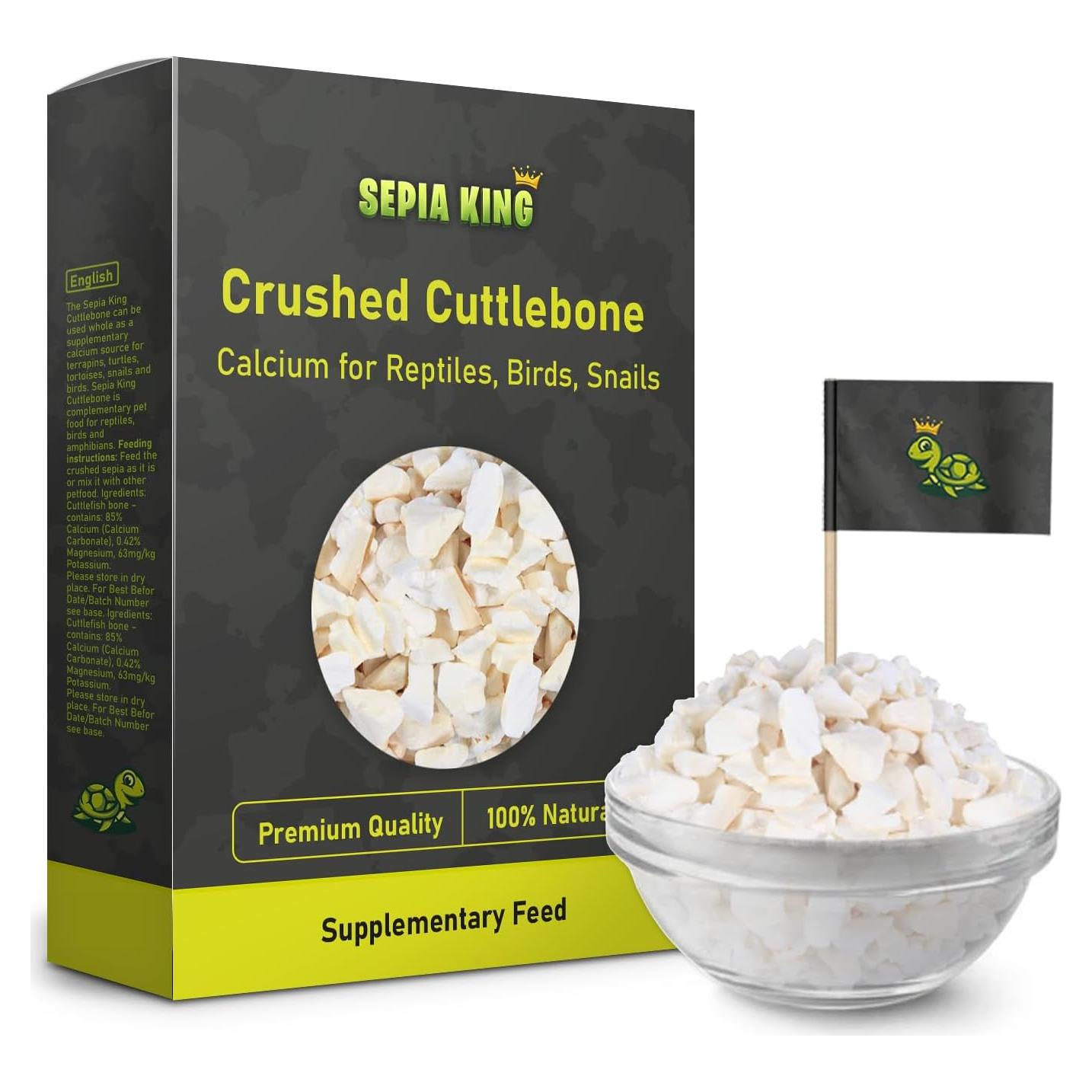 Hueso de Sepia 100% Natural Sepia King 99.22 g - Suplemento de Calcio para Aves, Tortugas y Reptiles