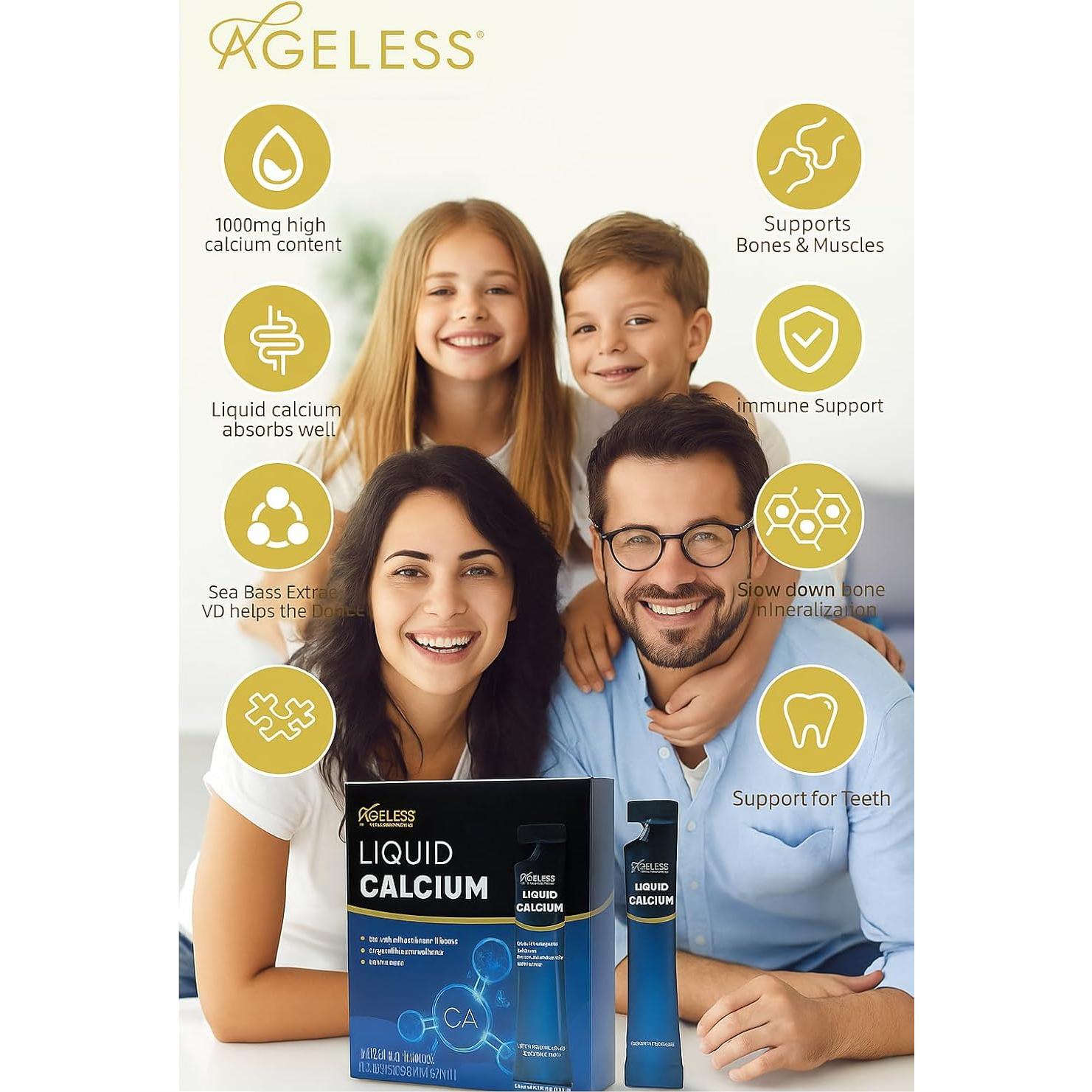 Calcio Líquido Ageless con Vitamina D8 y Extracto de Róbalo - 25 ml