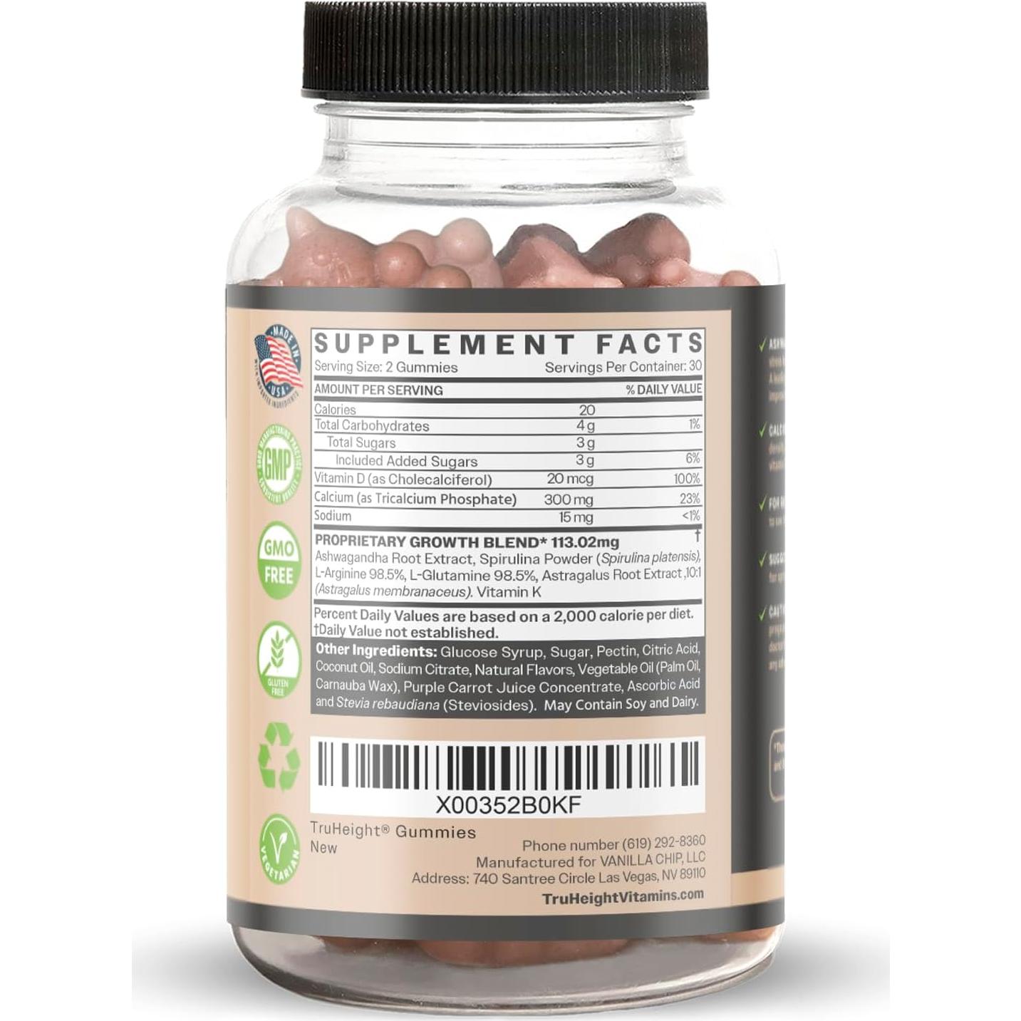 Gomitas de Crecimiento TruHeight Sandía 60 Conteo - Suplemento Natural