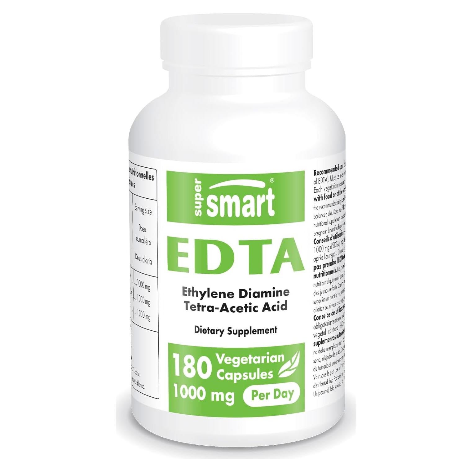 Suplemento EDTA 1000mg Supersmart - 180 Cápsulas Vegetarianas