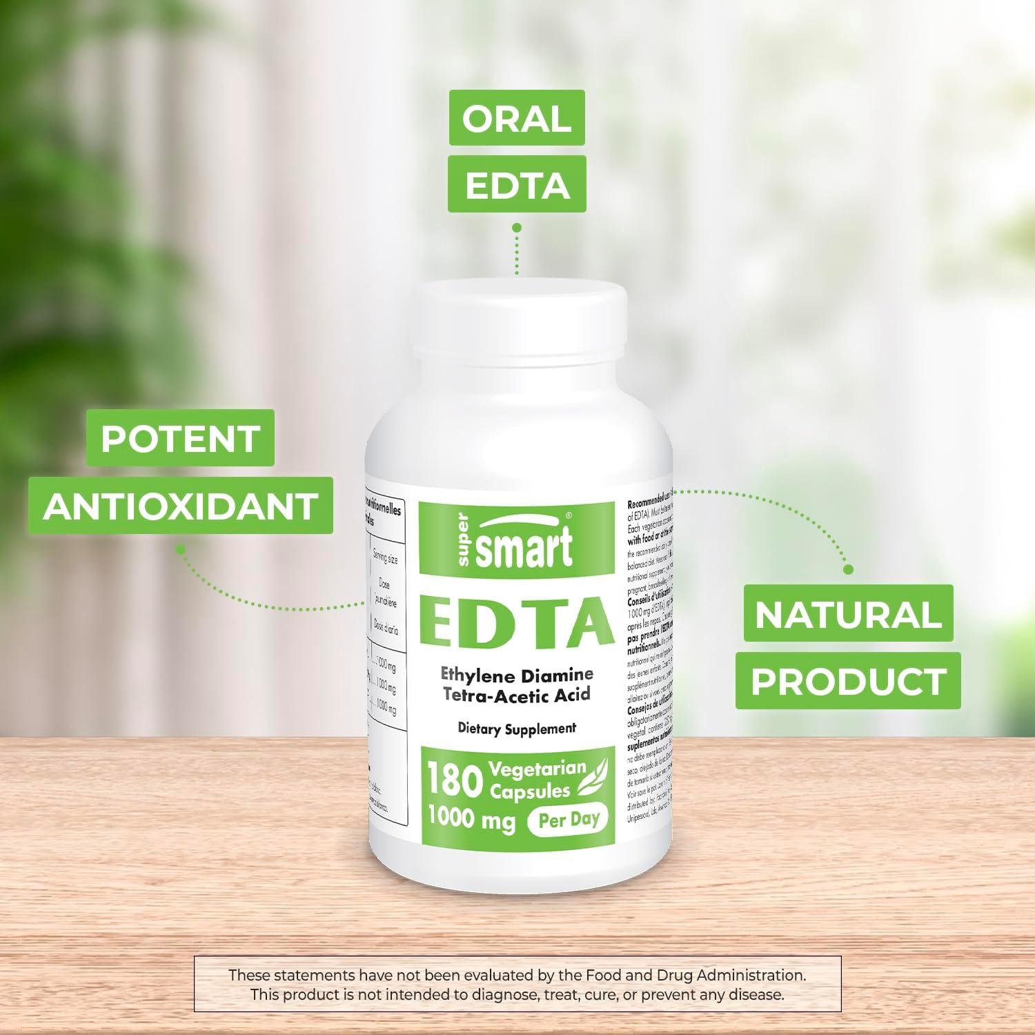 Suplemento EDTA 1000mg Supersmart - 180 Cápsulas Vegetarianas