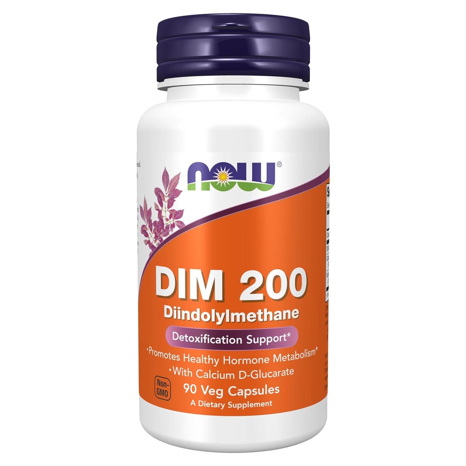 Suplemento DIM 200 NOW Foods con Glucarato de Calcio 90 Cápsulas