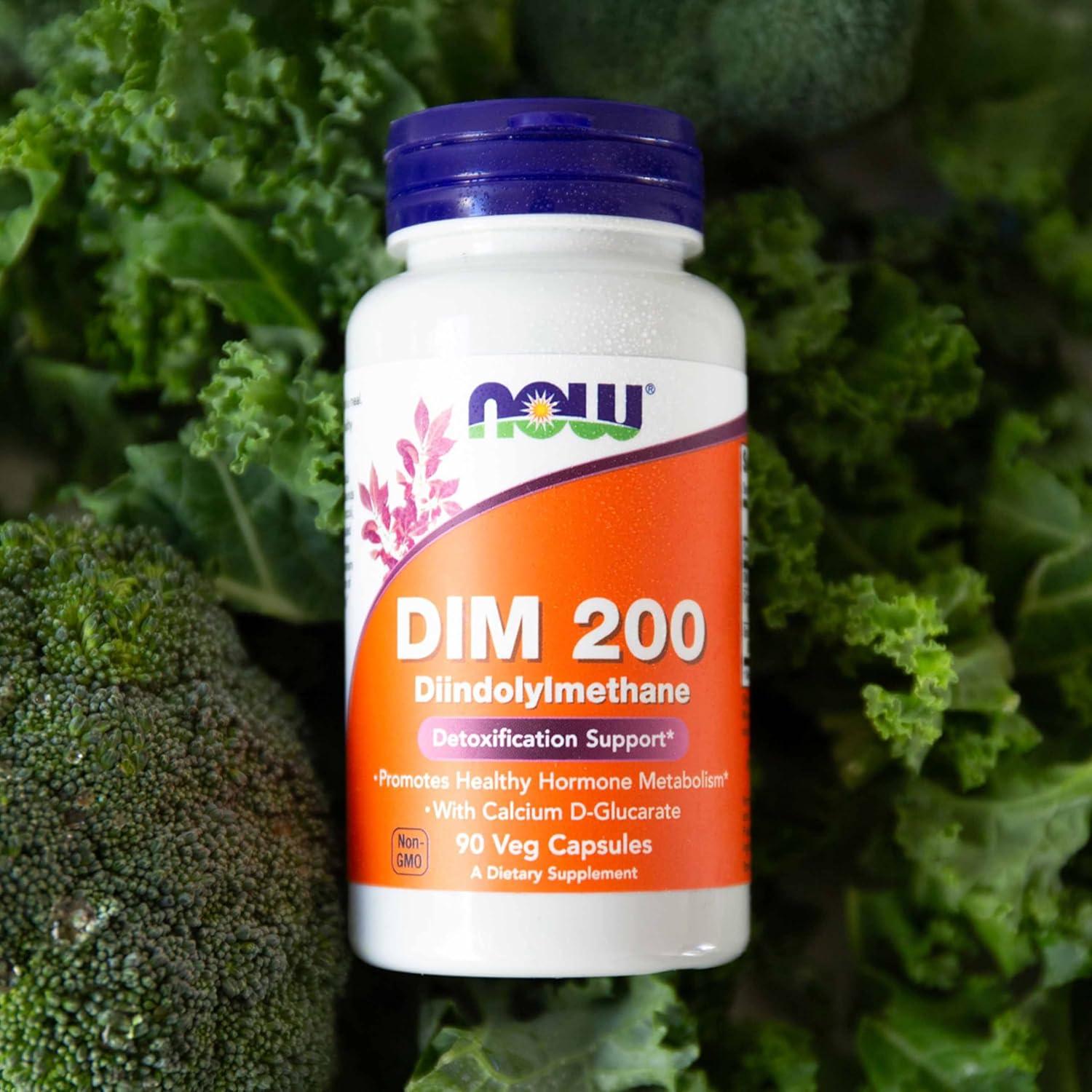 Suplemento DIM 200 NOW Foods con Glucarato de Calcio 90 Cápsulas