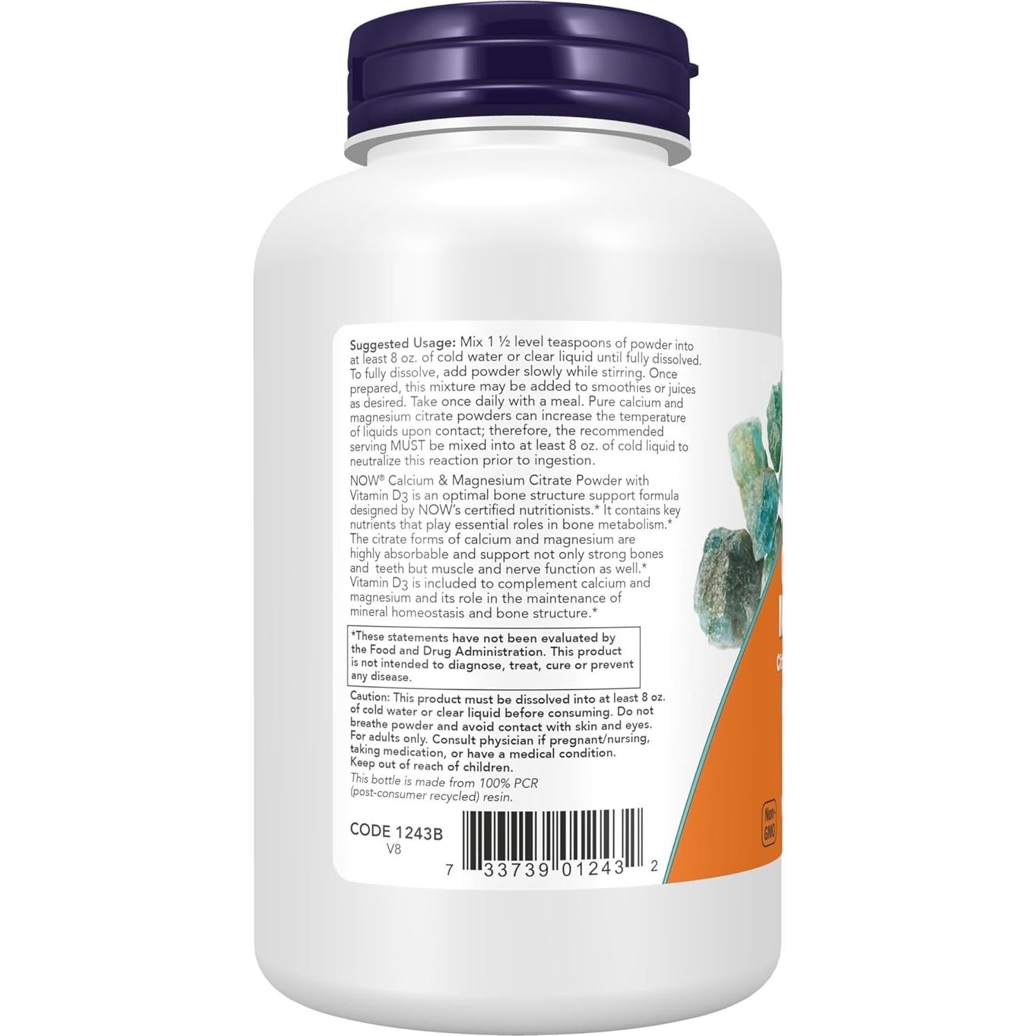 NOW Foods Polvo de Citrato de Calcio y Magnesio con Vitamina D3 227g