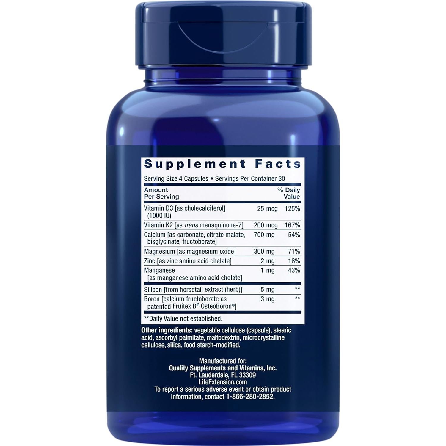 Suplemento de Salud Ósea Life Extension - 120 Cápsulas con Calcio, D3 y K2