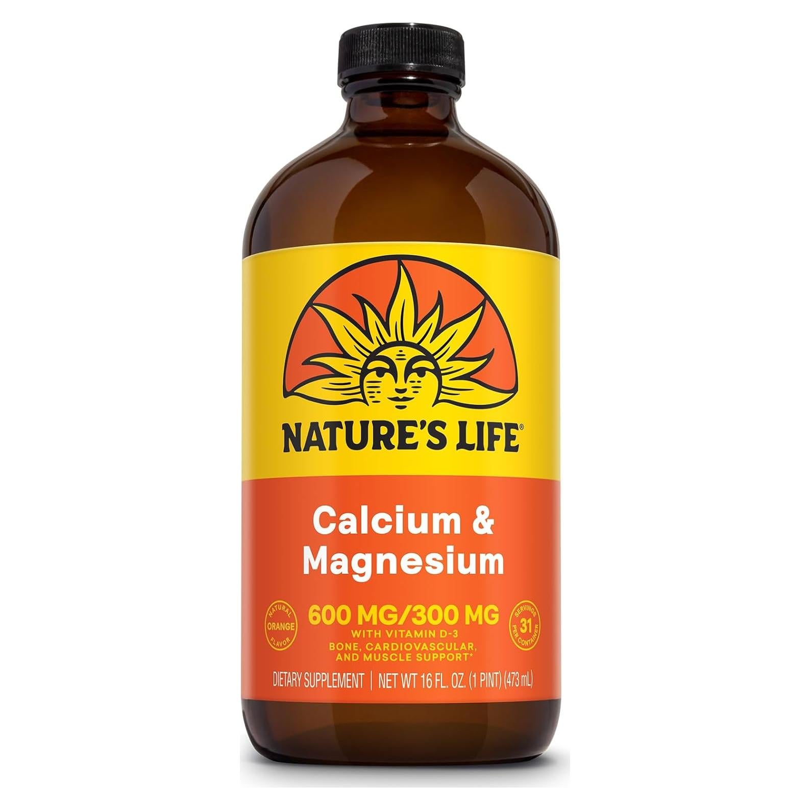 Suplemento Líquido de Calcio y Magnesio Nature's Life 473ml