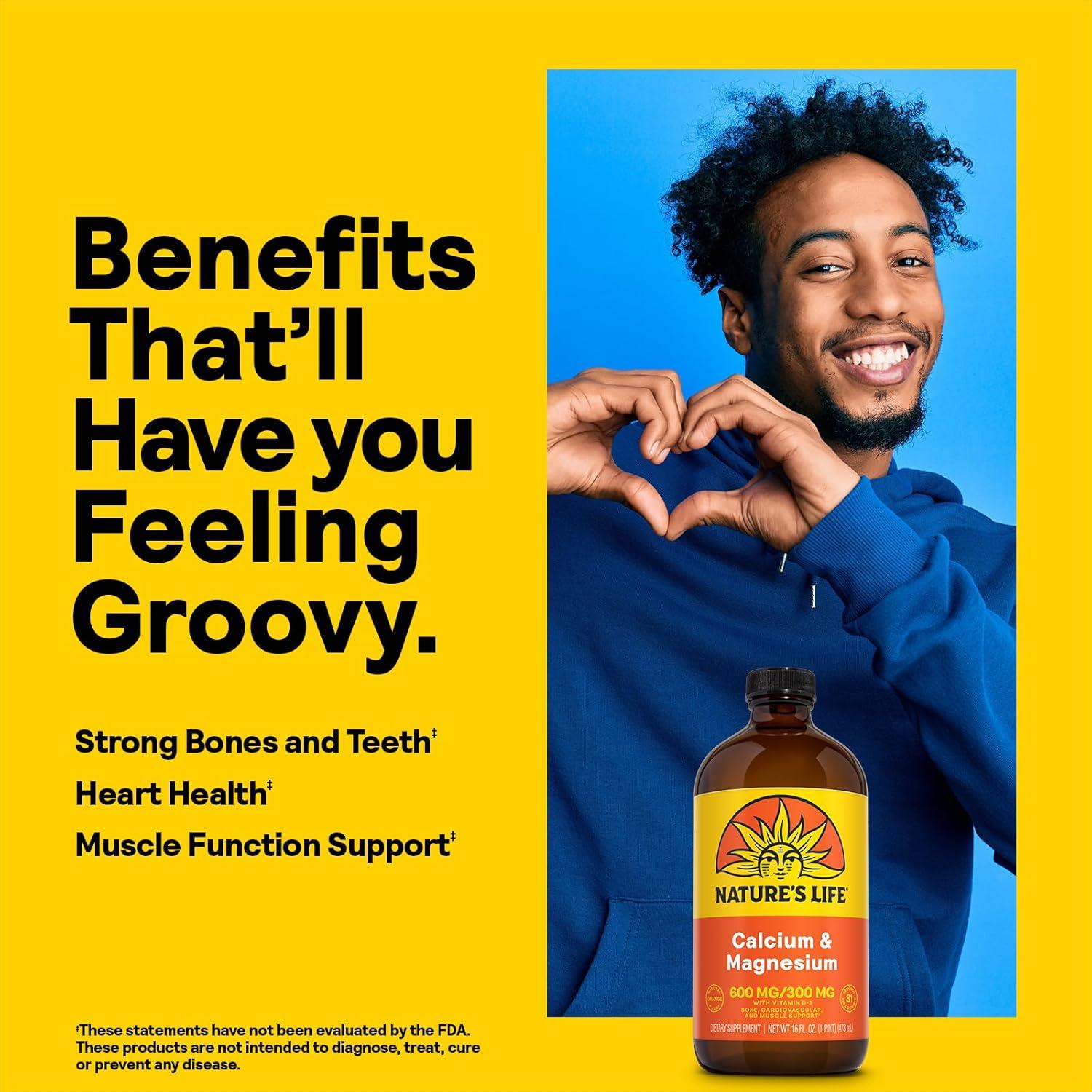 Suplemento Líquido de Calcio y Magnesio Nature's Life 473ml